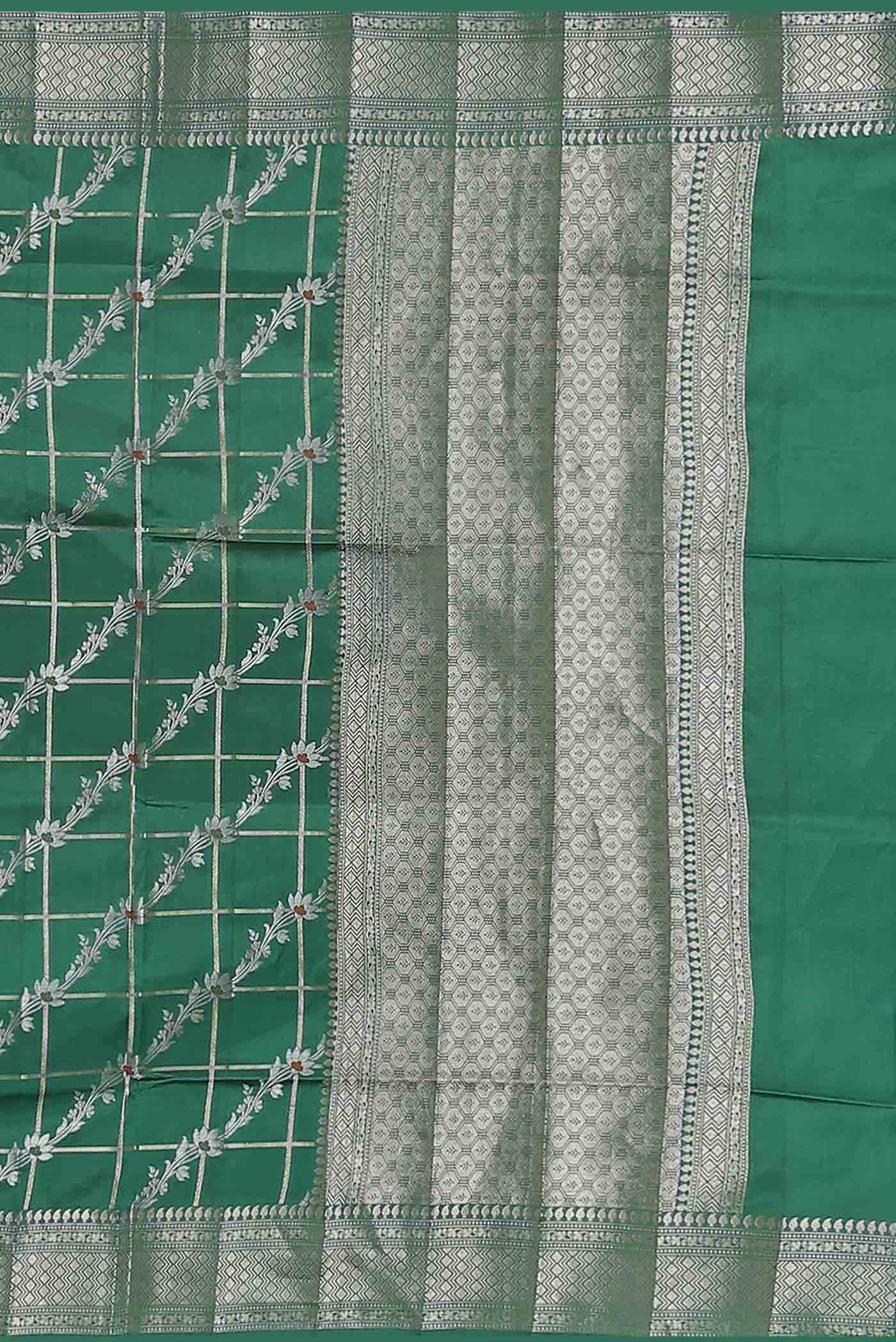 Teal Banarasi Raw Silk Saree