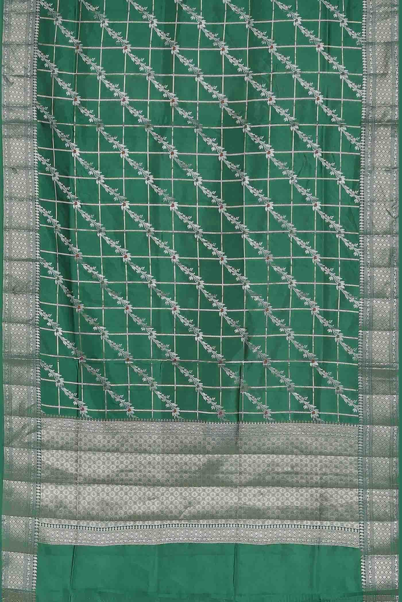 Teal Banarasi Raw Silk Saree