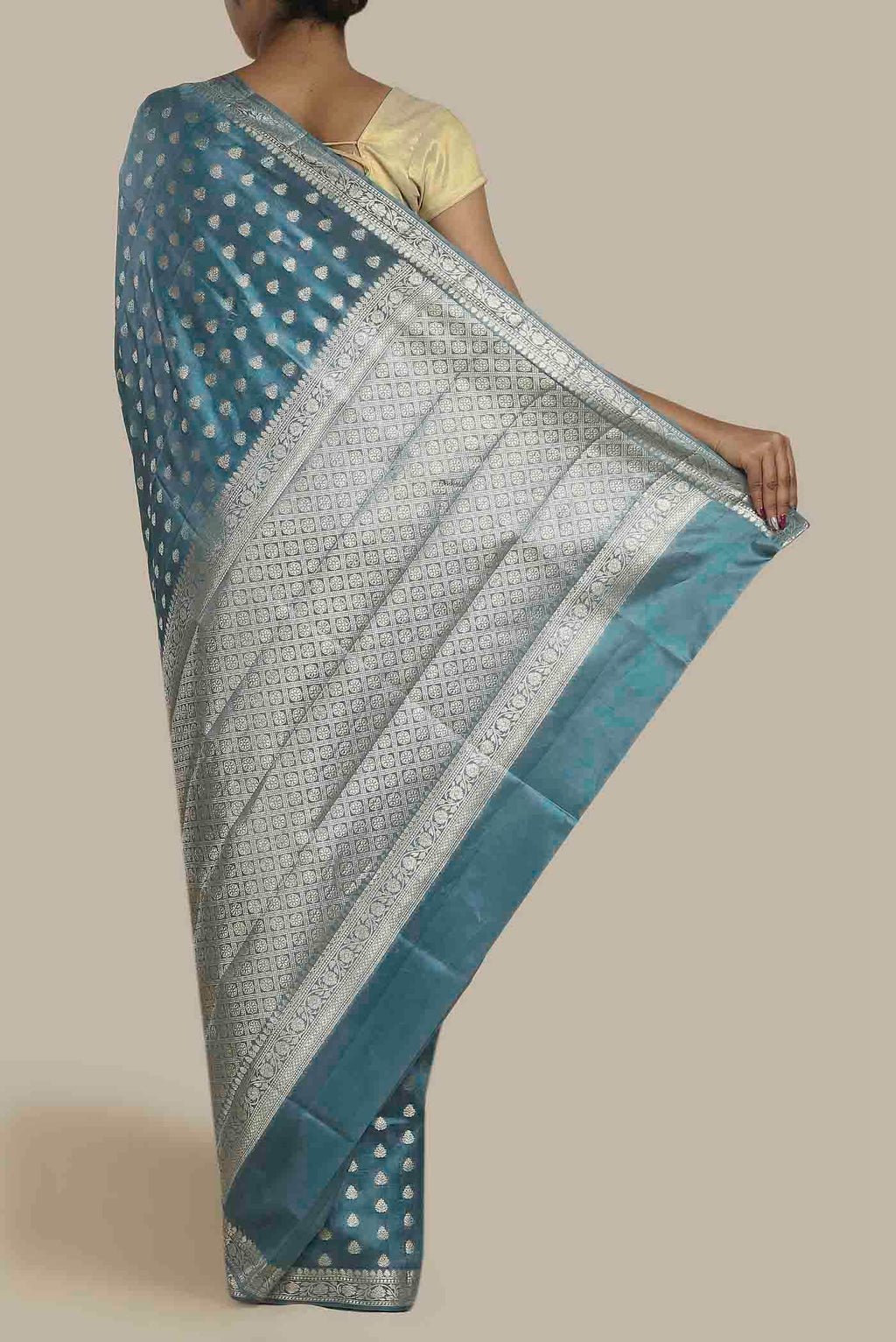 Blue Banarasi Raw Silk Saree