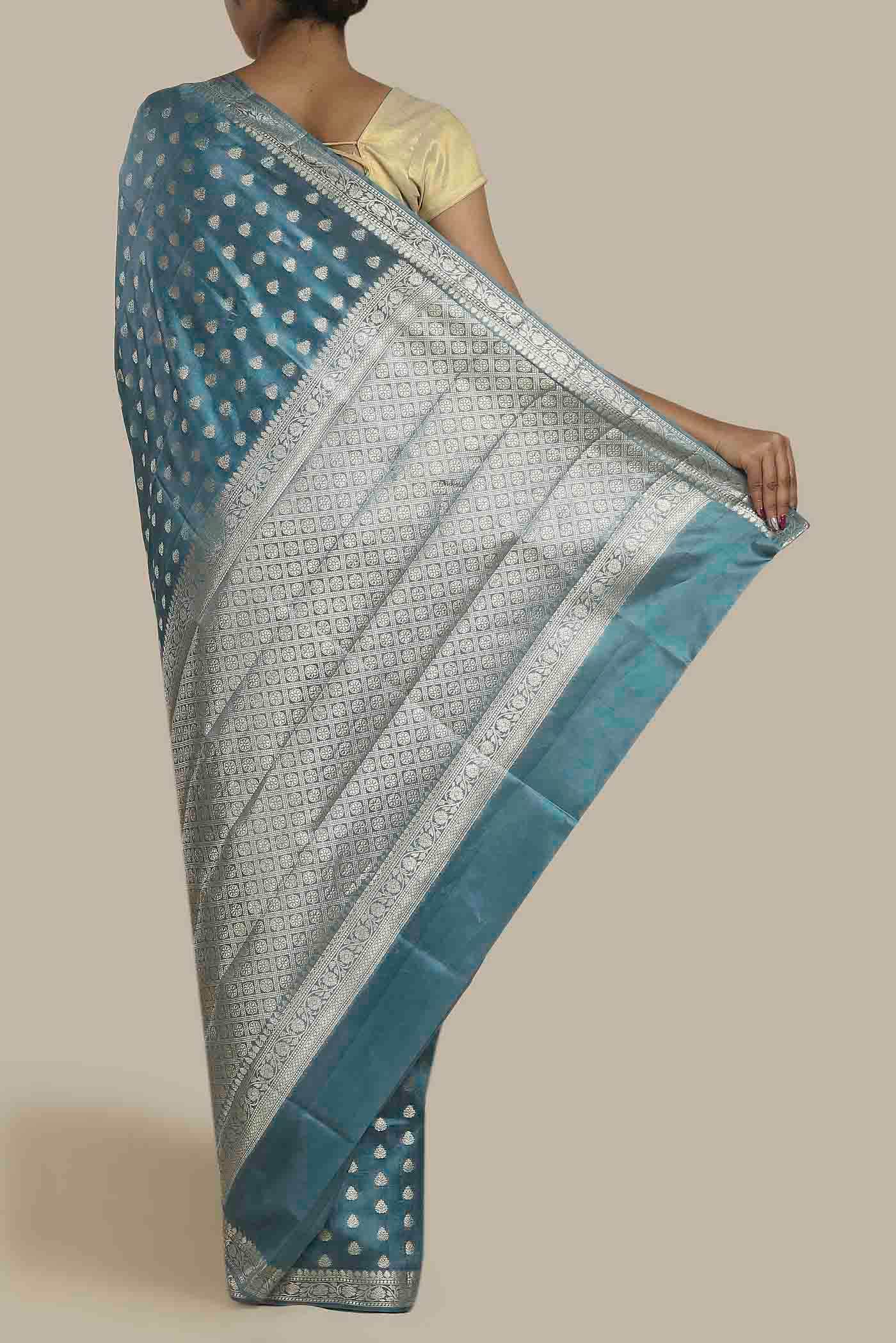 Blue Banarasi Raw Silk Saree