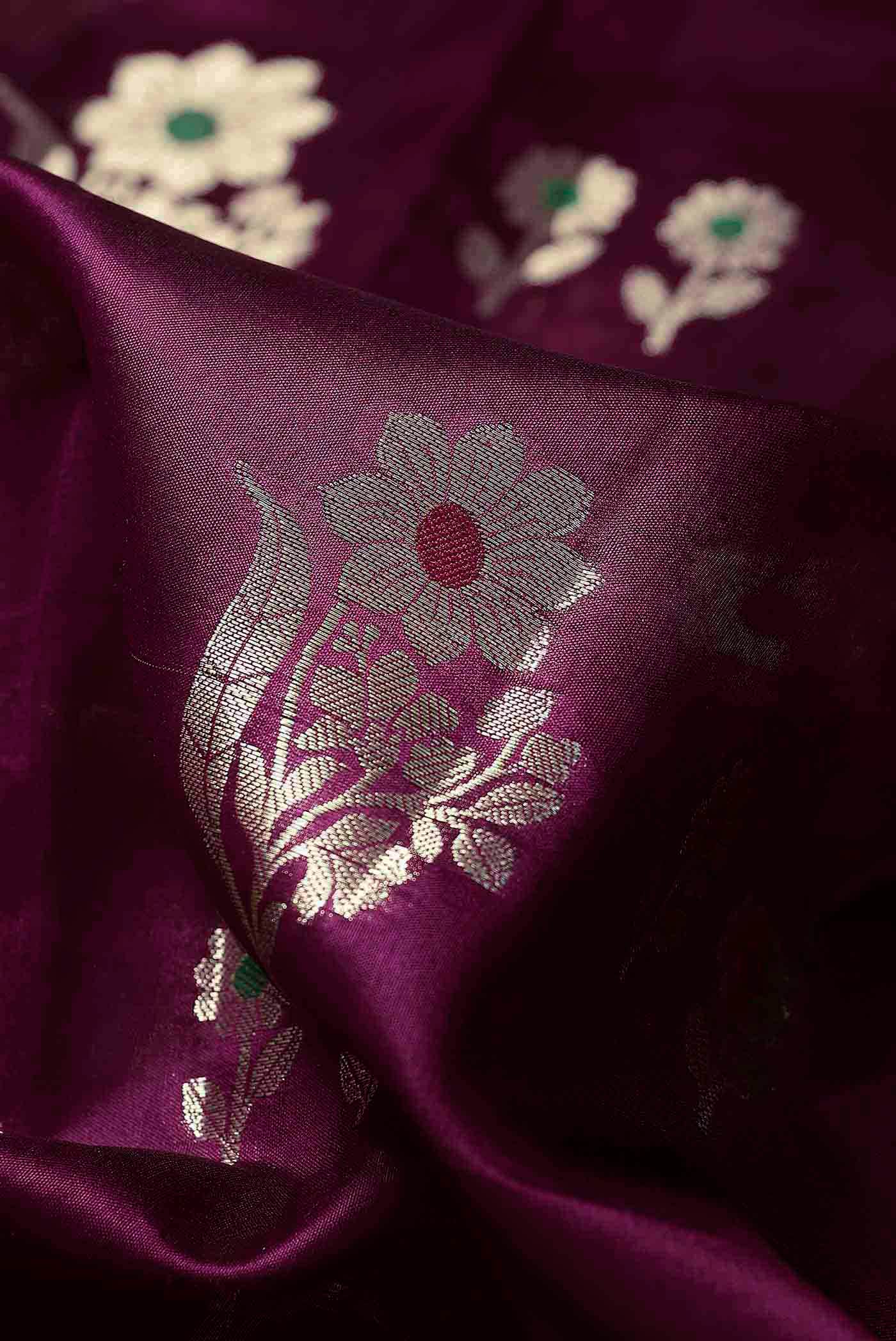 Purple Banarasi Raw Silk Saree