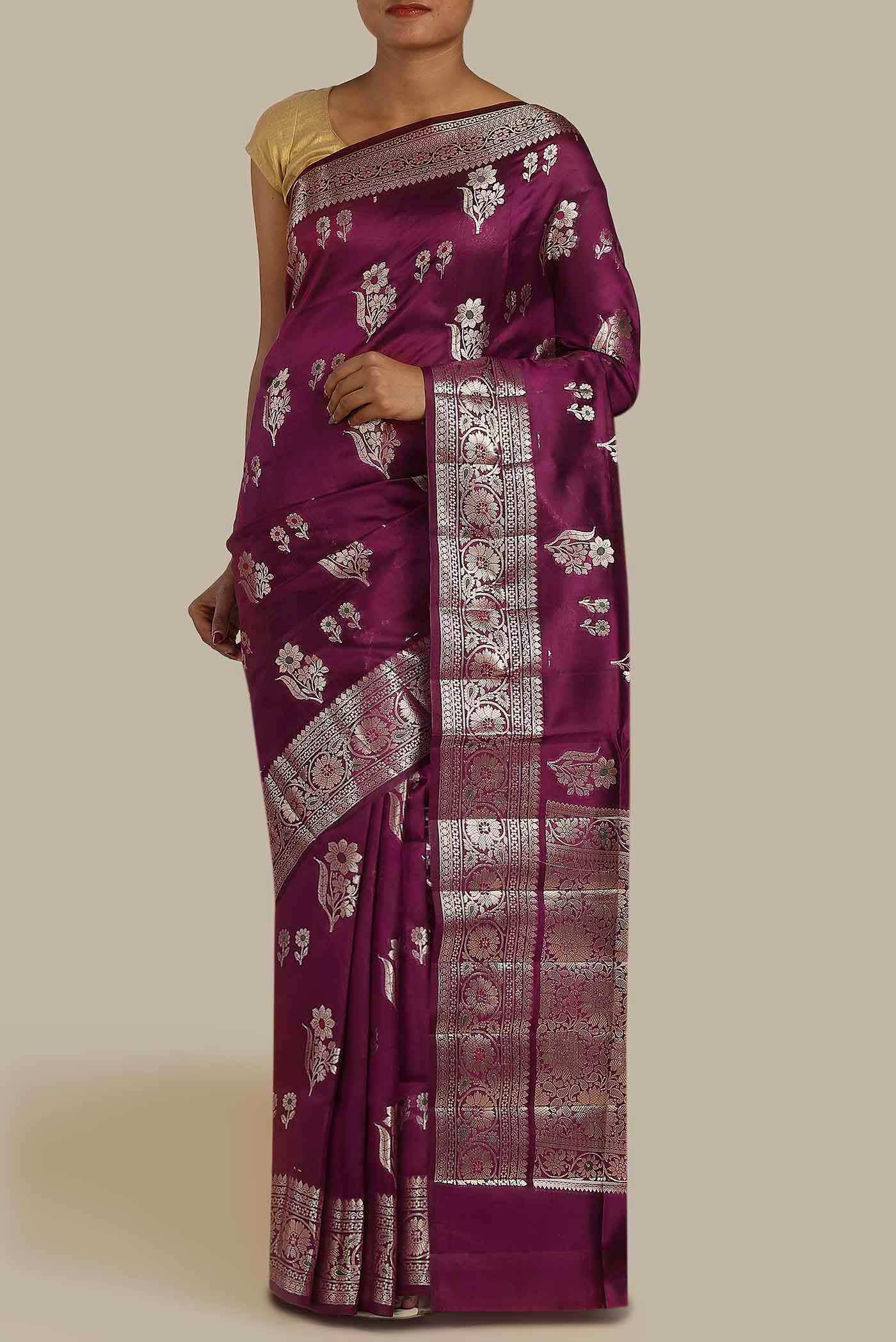 Purple Banarasi Raw Silk Saree