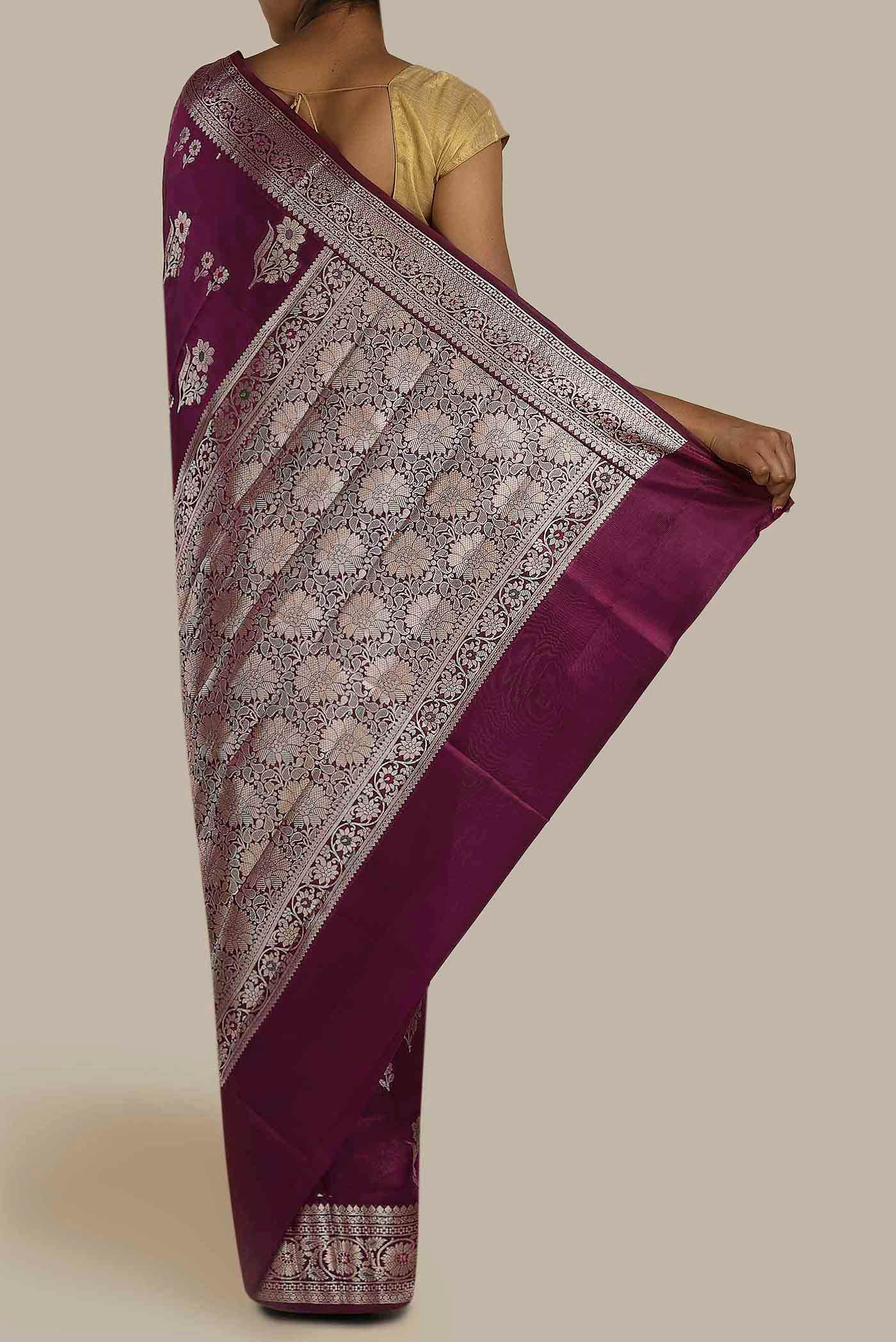 Purple Banarasi Raw Silk Saree