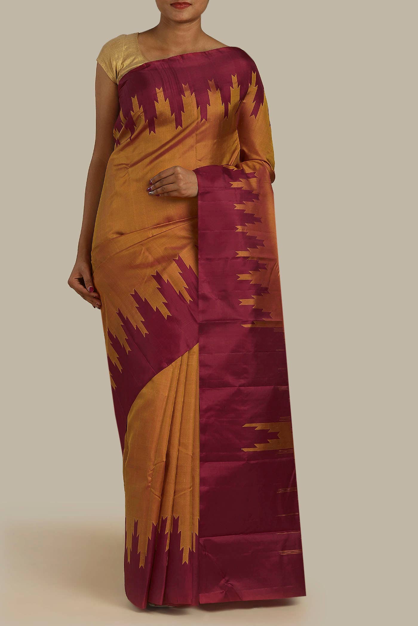 Orange Banarasi Katan Silk Saree