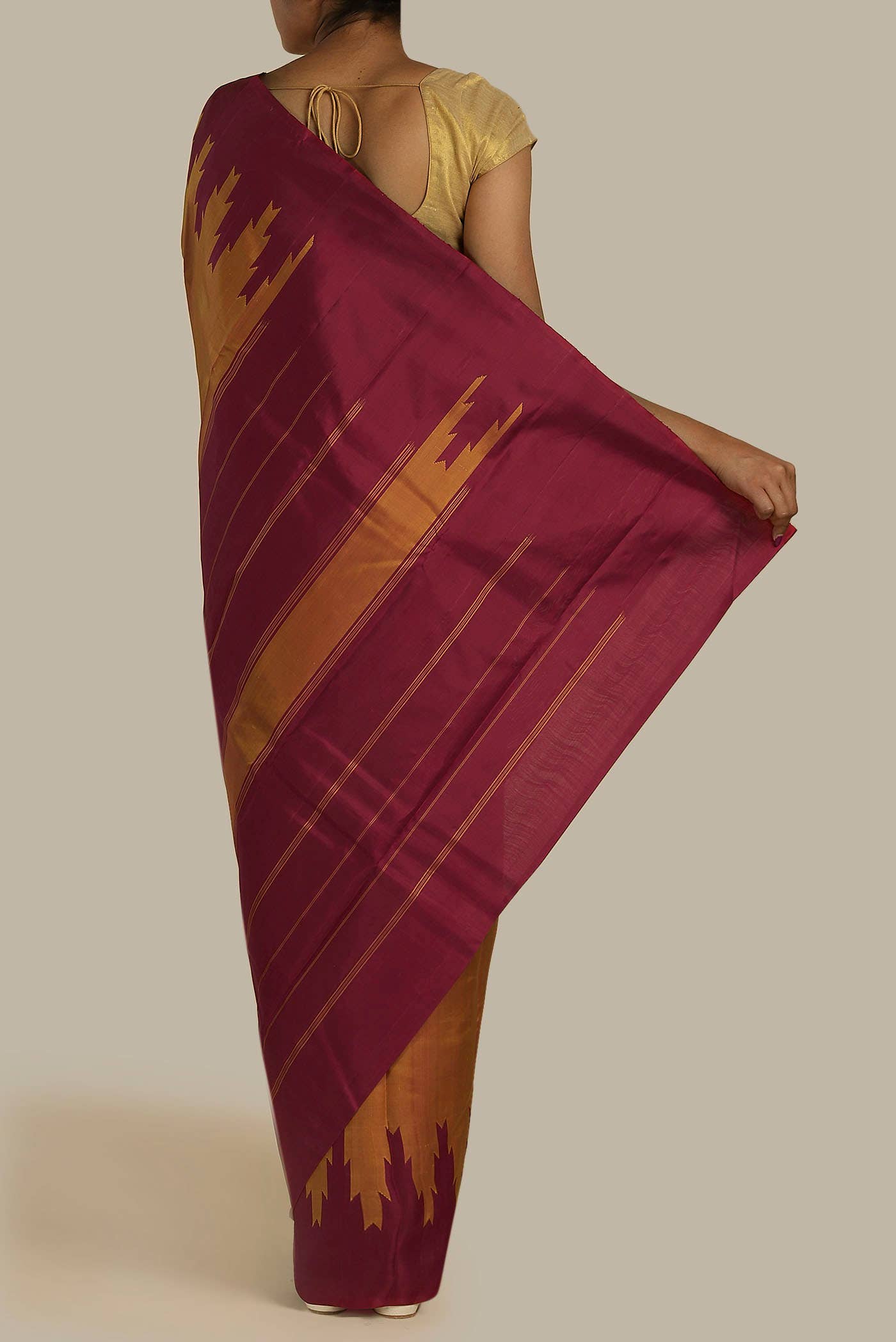 Orange Banarasi Katan Silk Saree