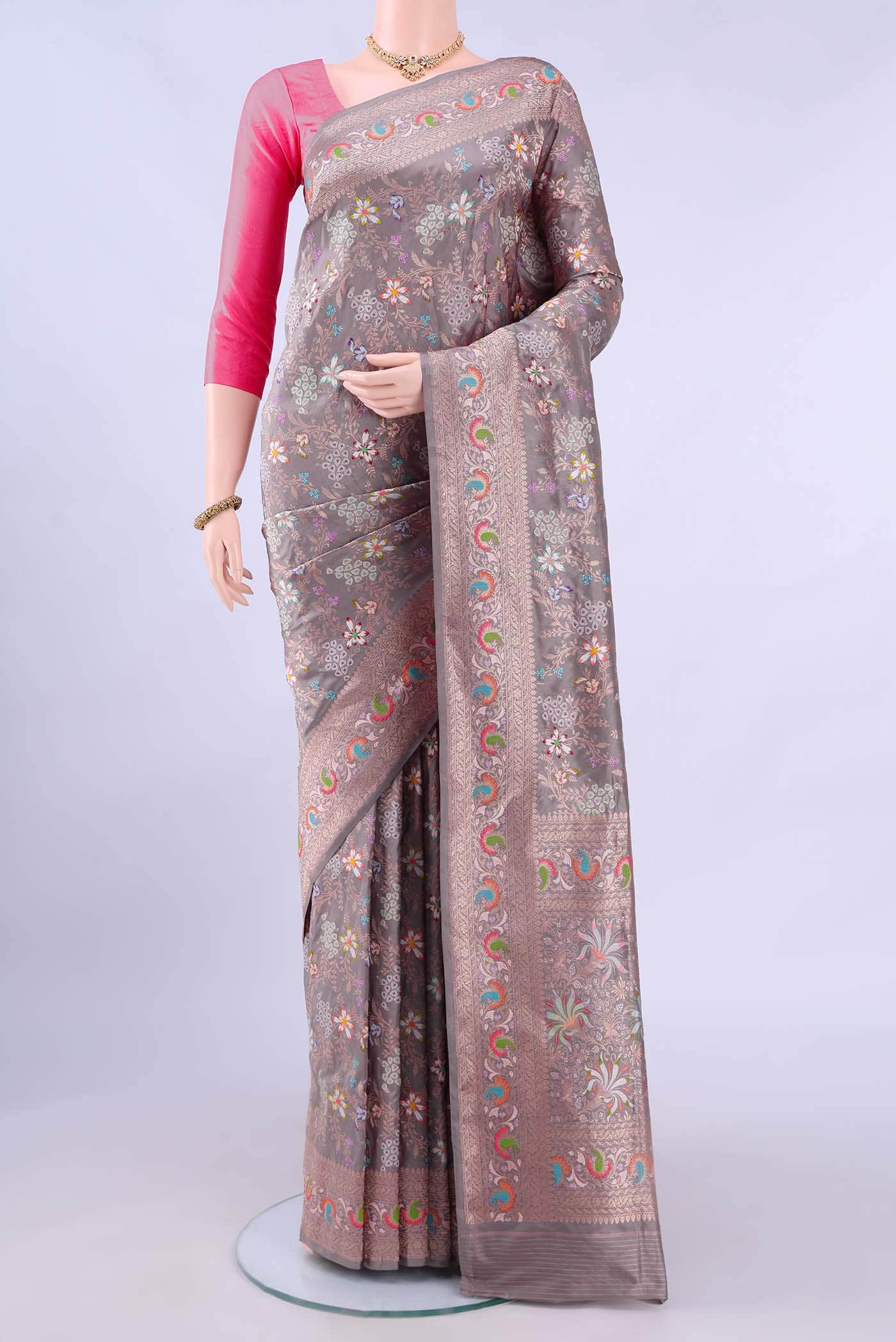Lilac Banarasi Silk Saree