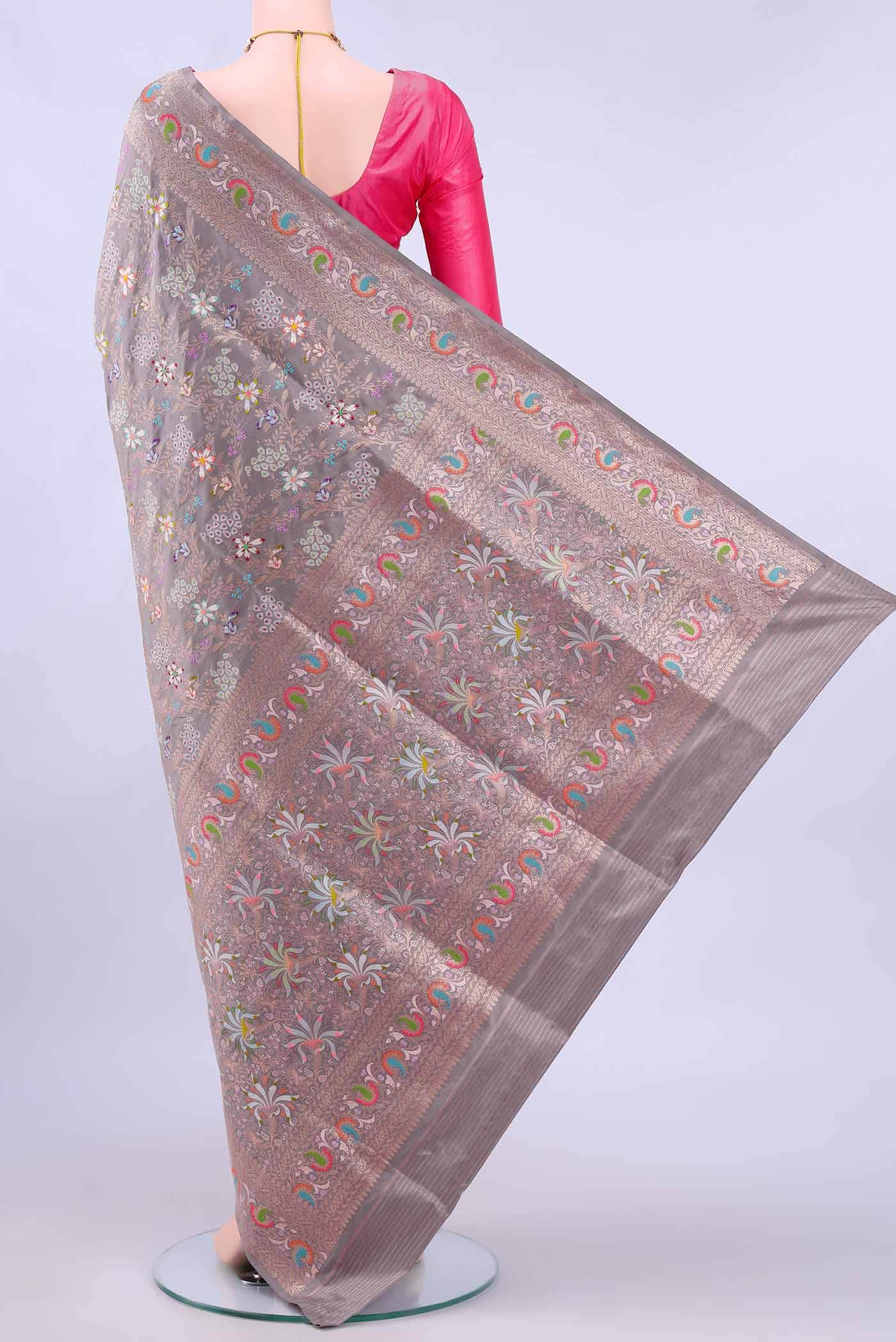 Lilac Banarasi Silk Saree