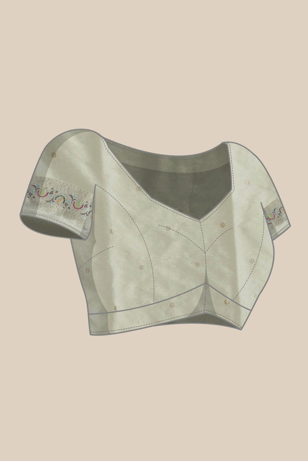 Cream Banarasi Silk Saree