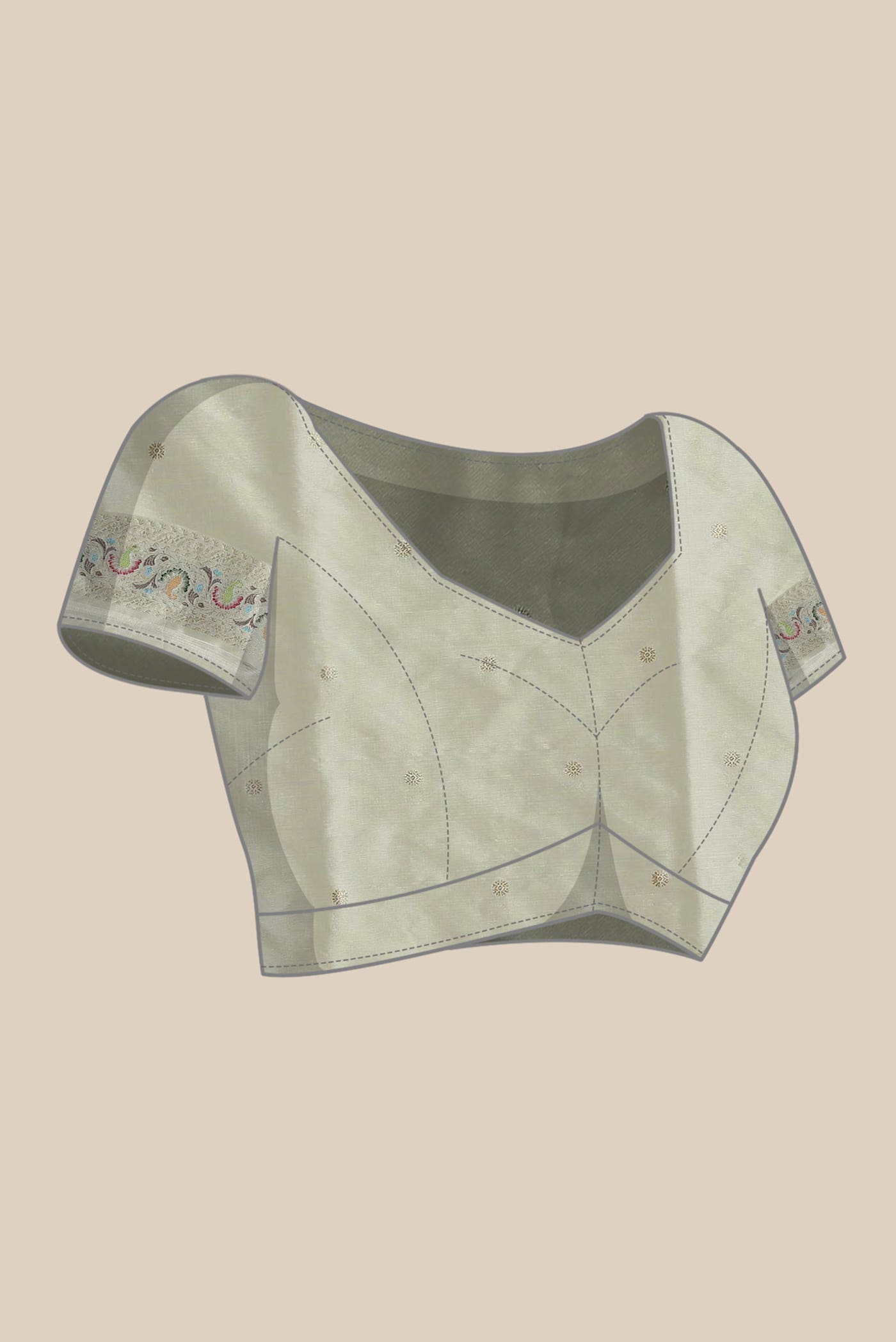 Cream Banarasi Silk Saree