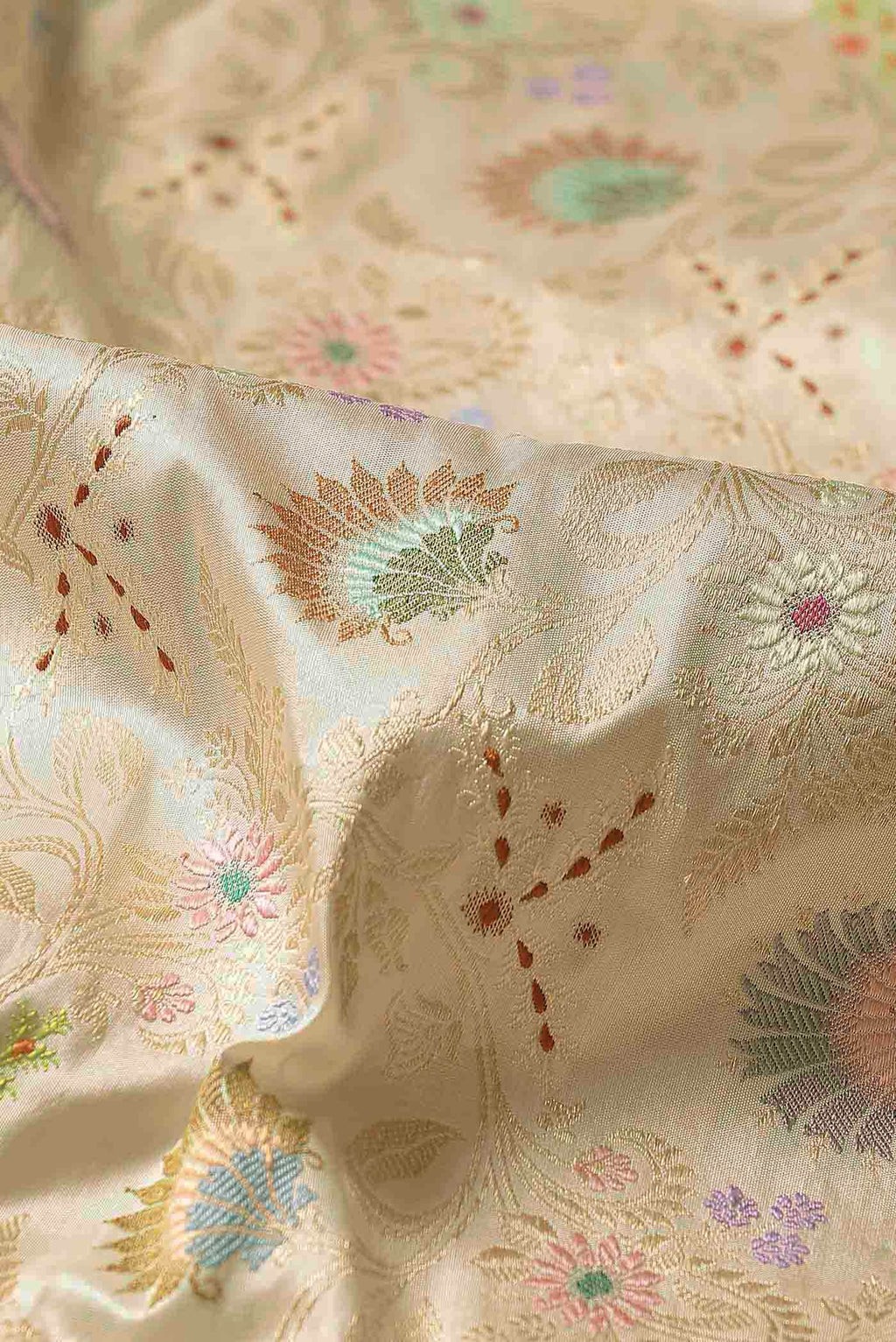 Cream Banarasi Silk Saree