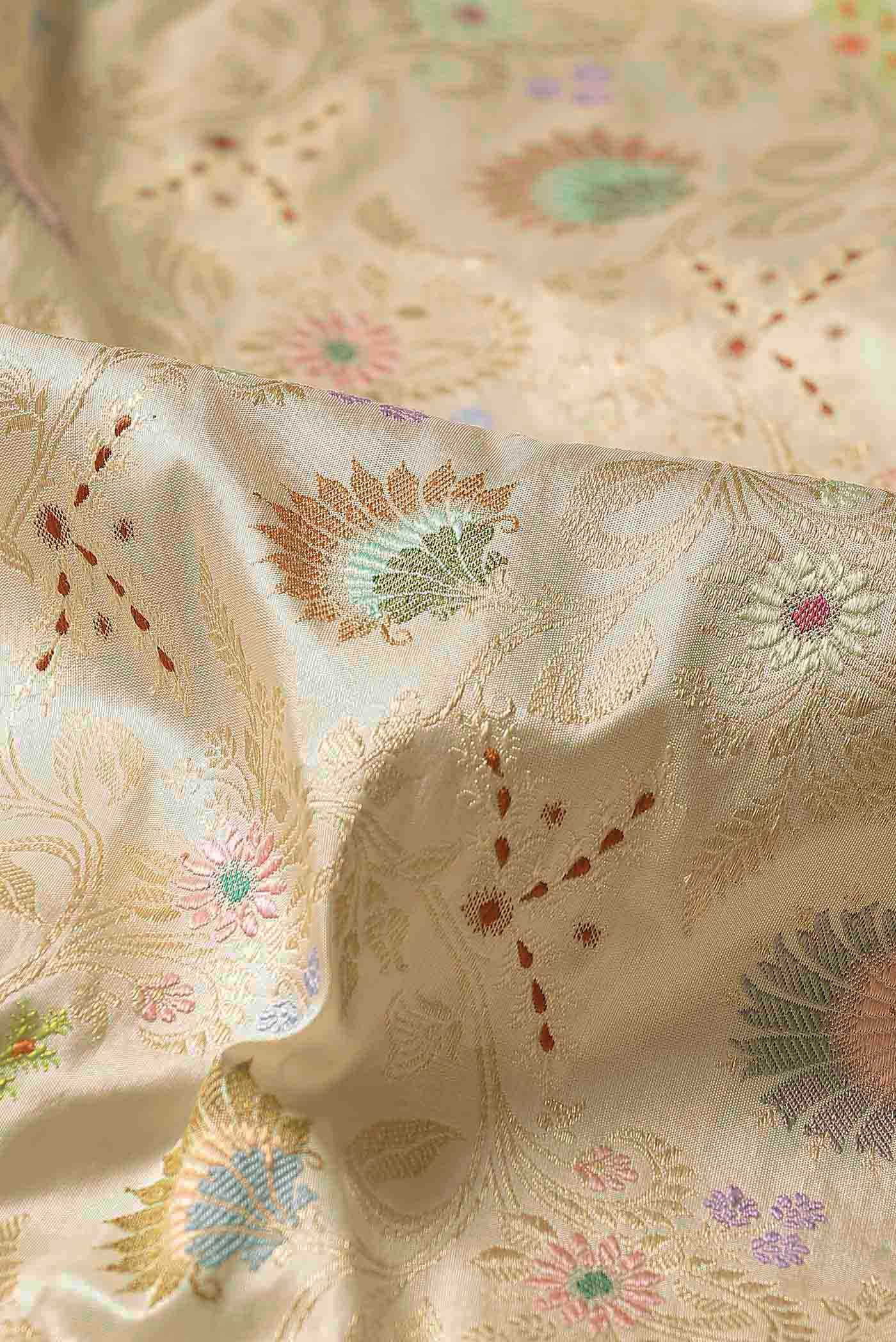 Cream Banarasi Silk Saree