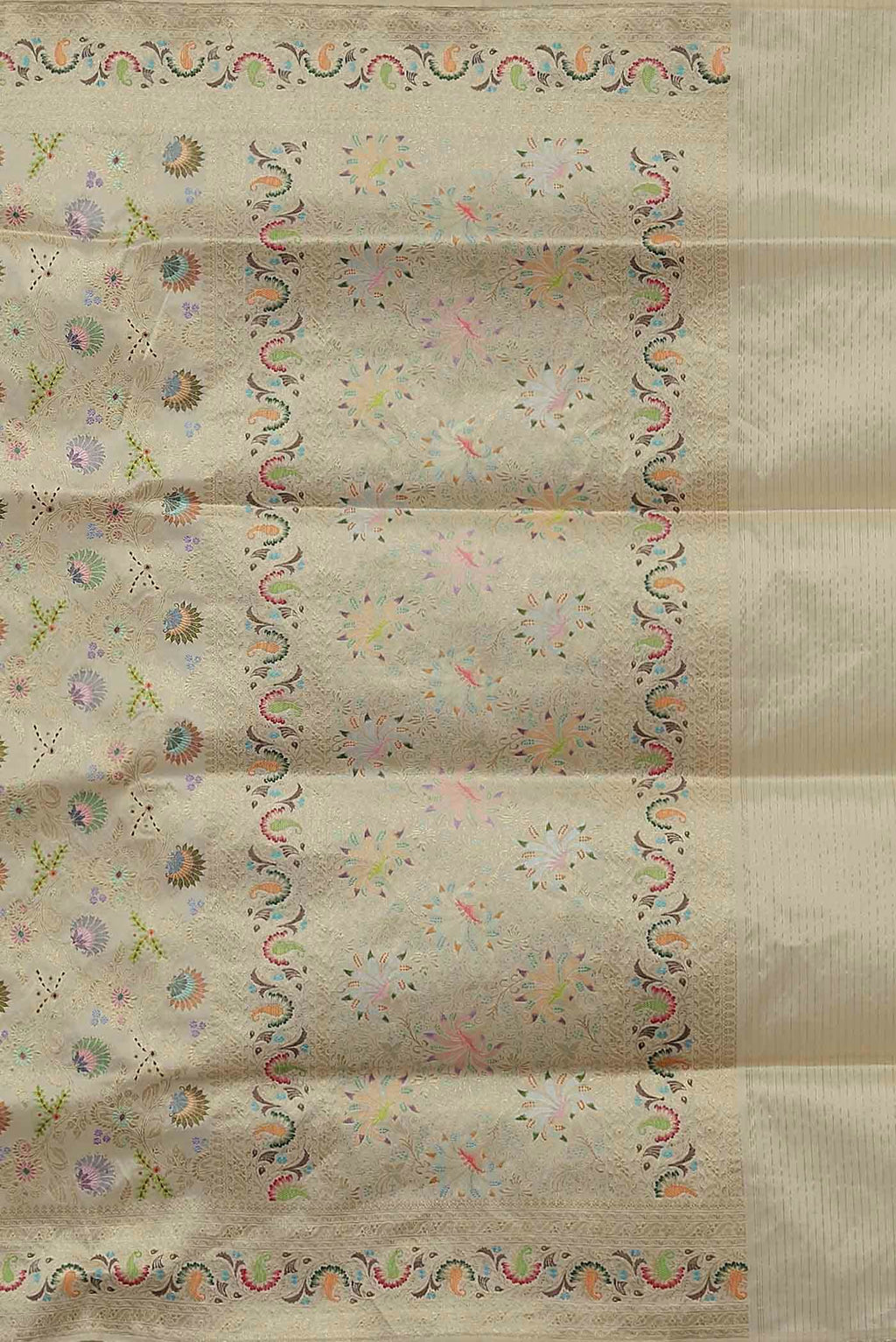 Cream Banarasi Silk Saree