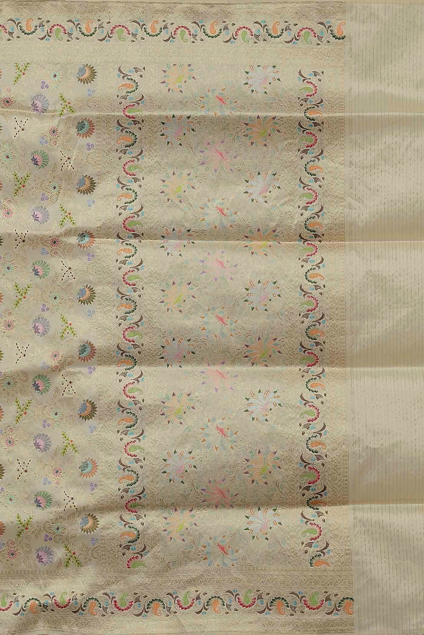 Cream Banarasi Silk Saree