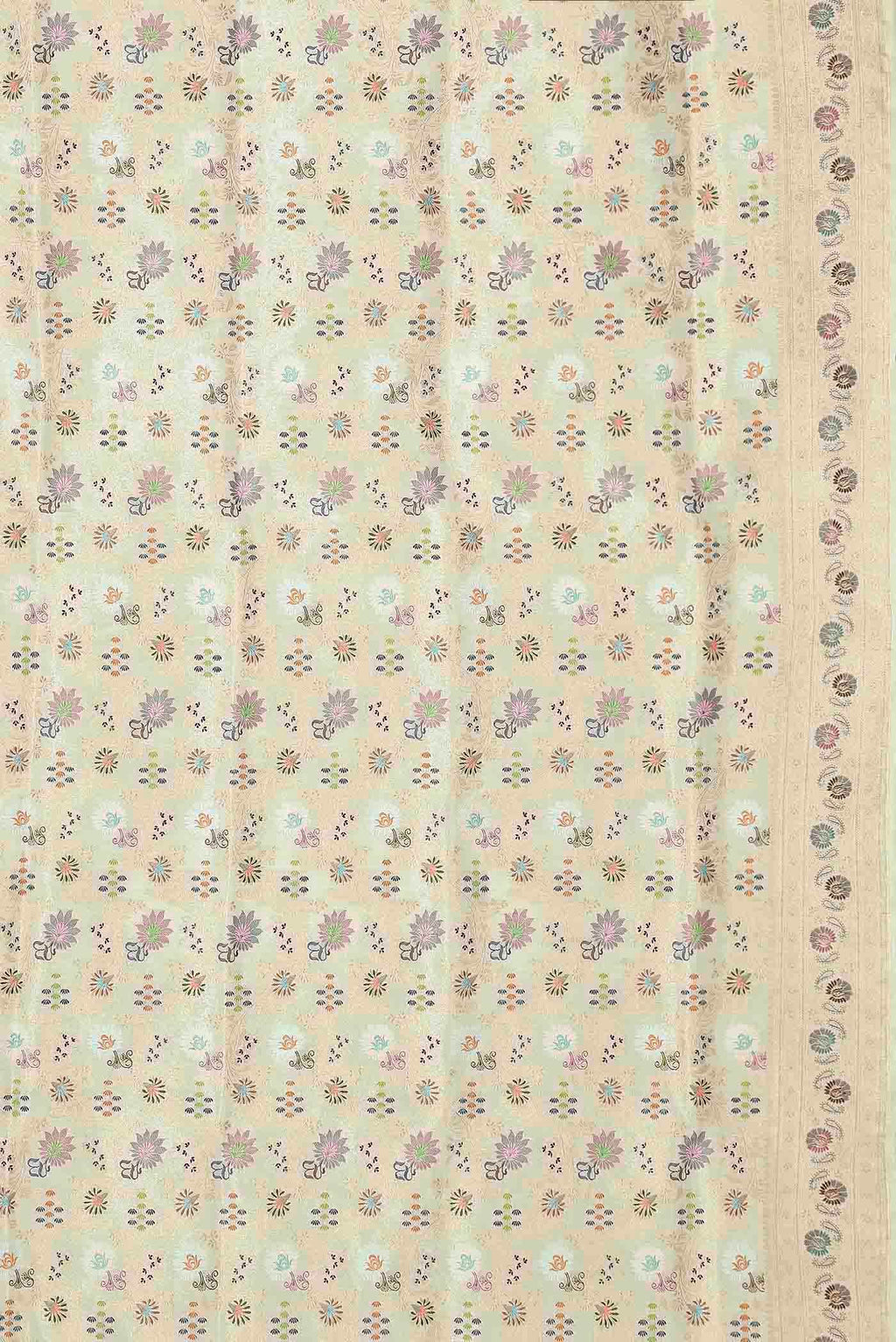 Cream Banarasi Tissue Silk Saree