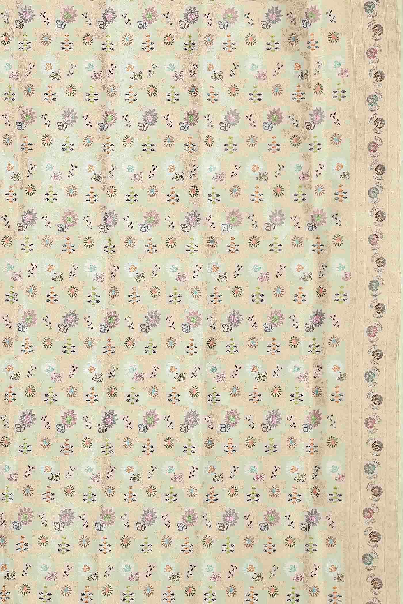 Cream Banarasi Tissue Silk Saree
