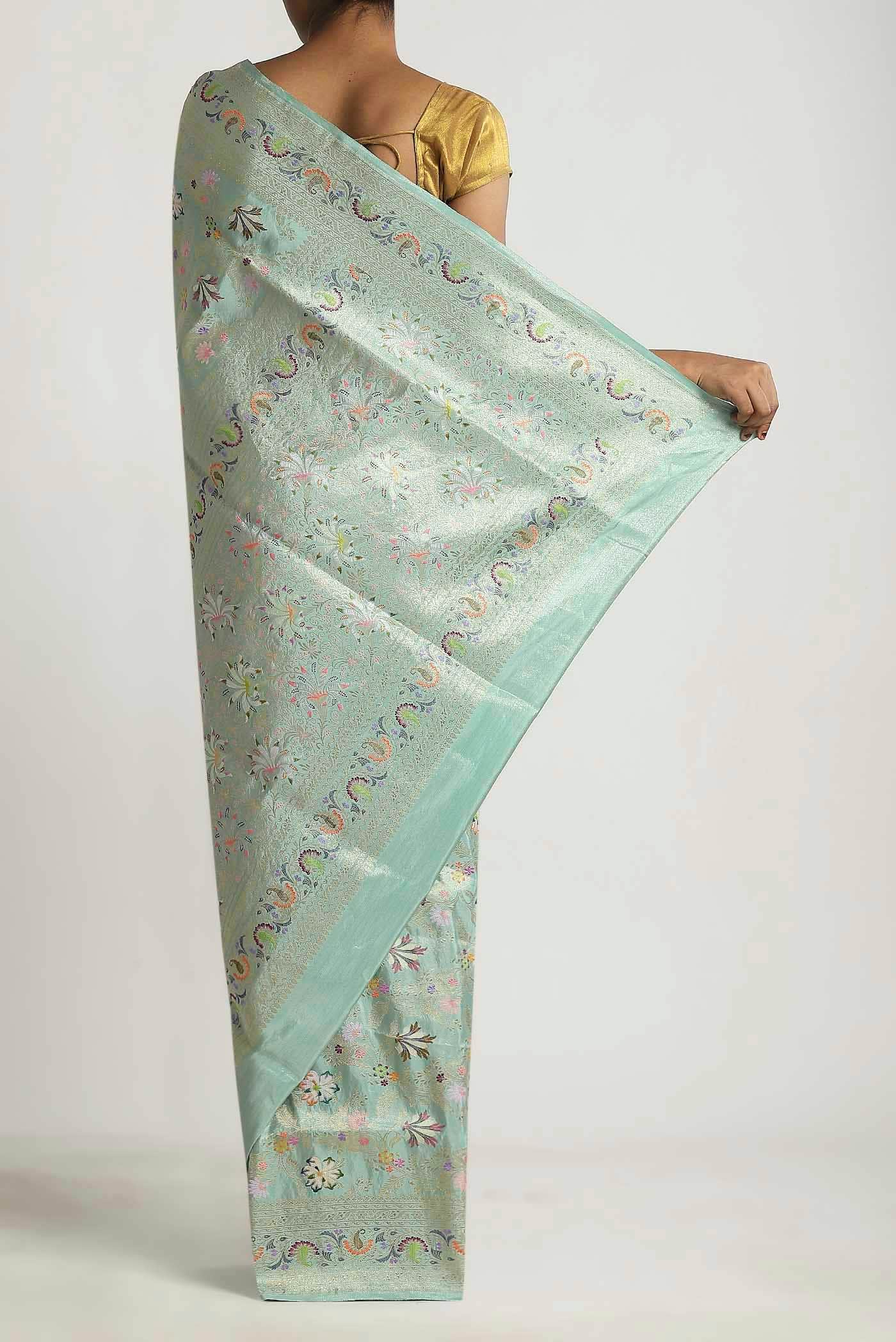 Mint Green Banarasi Tissue Silk Saree