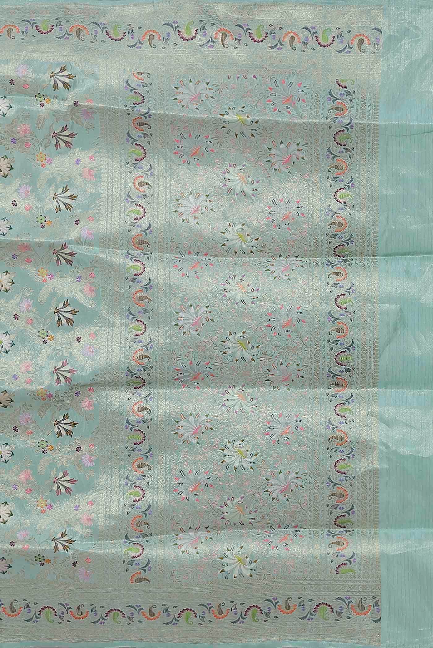Mint Green Banarasi Tissue Silk Saree