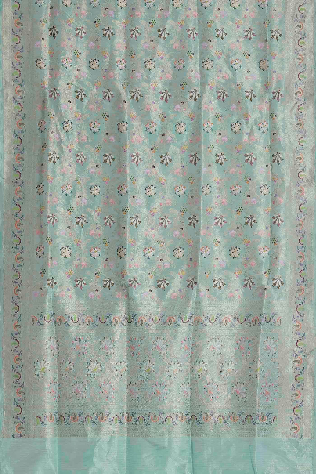 Mint Green Banarasi Tissue Silk Saree