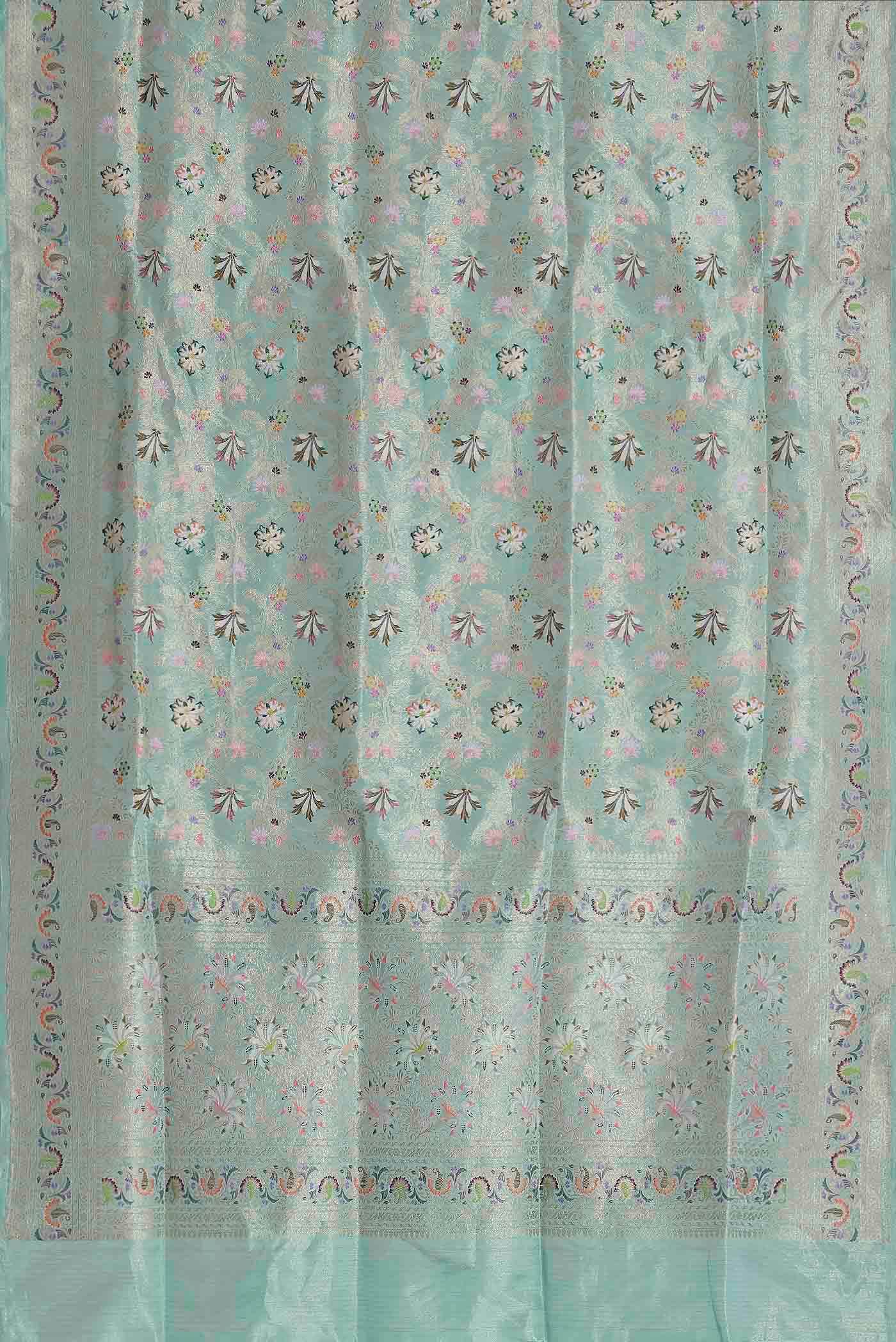 Mint Green Banarasi Tissue Silk Saree
