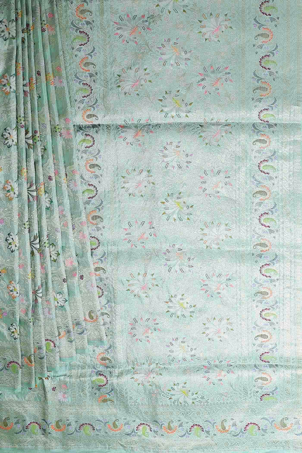 Mint Green Banarasi Tissue Silk Saree