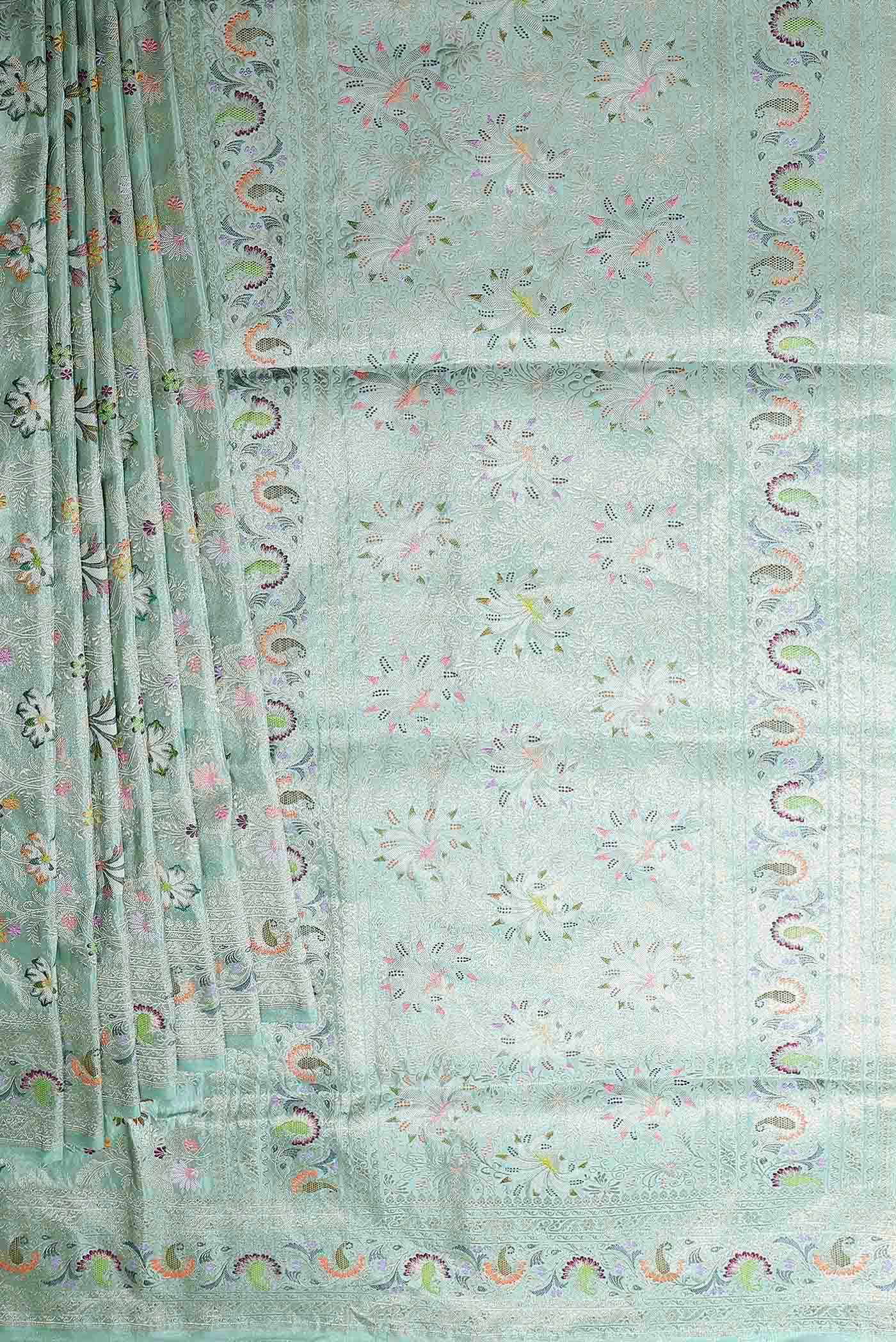 Mint Green Banarasi Tissue Silk Saree