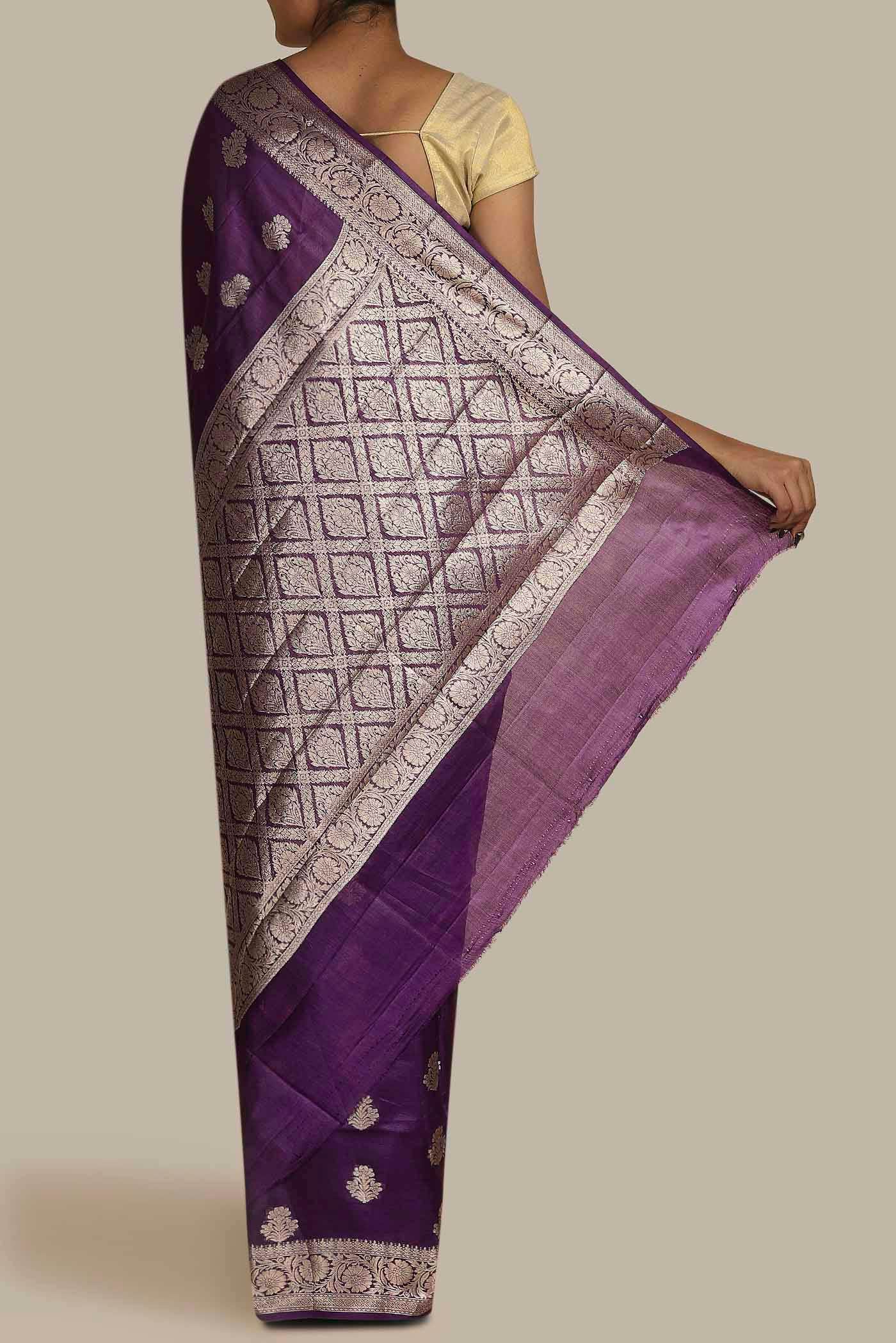 Purple Banarasi Raw Silk Saree