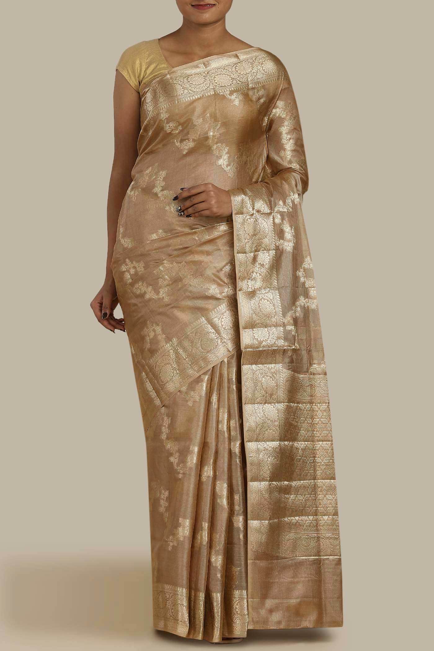 Beige Banarasi Raw Silk Saree