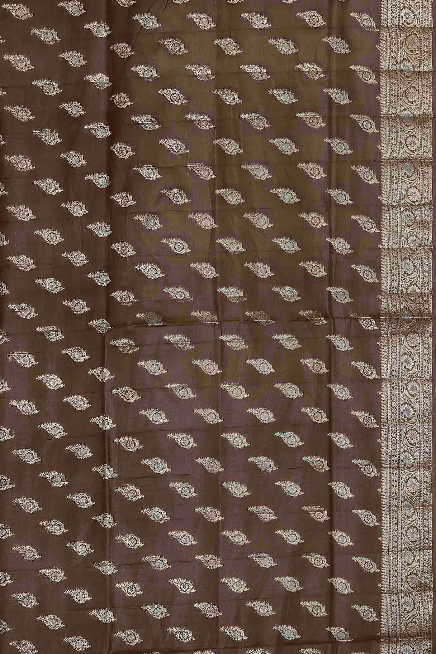 Brown Banarasi Raw Silk Saree