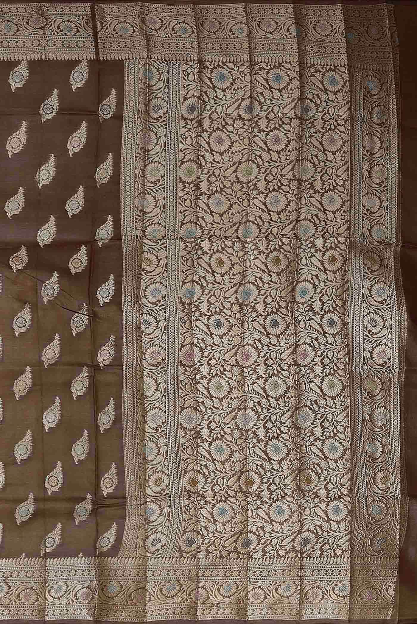 Brown Banarasi Raw Silk Saree