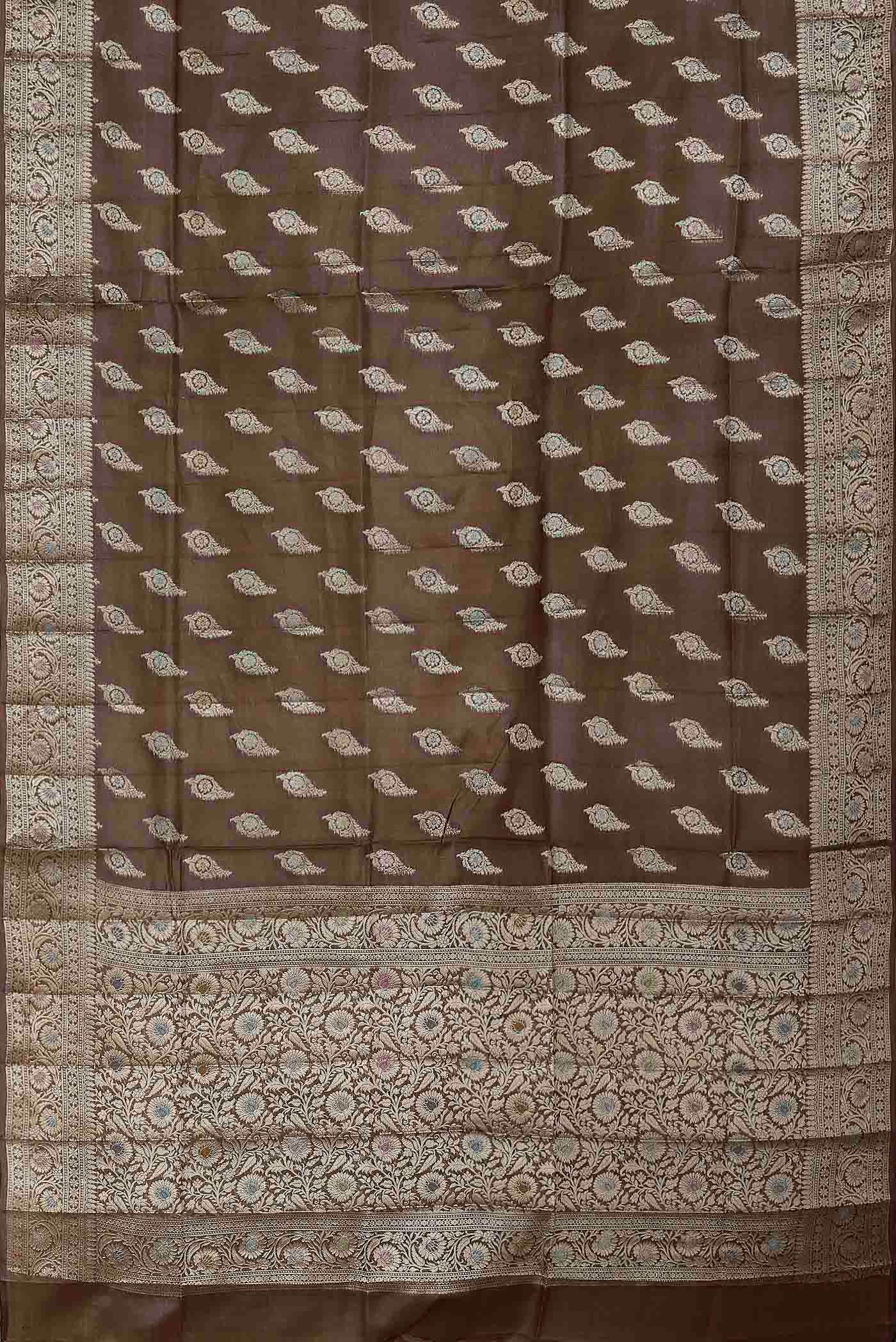 Brown Banarasi Raw Silk Saree