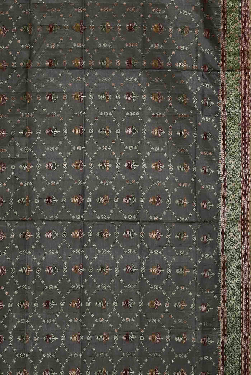 Grey Banarasi Raw Silk Saree