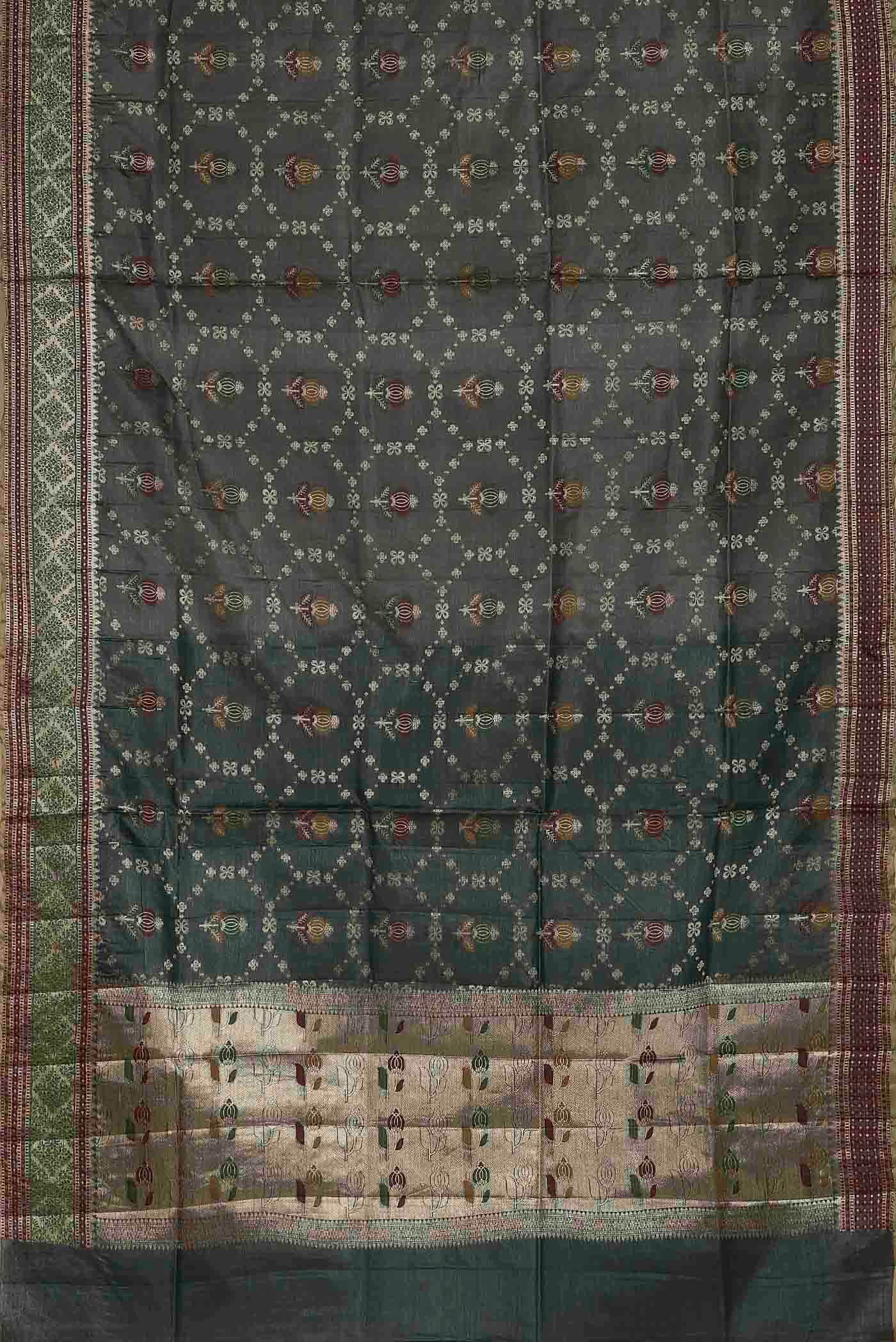 Grey Banarasi Raw Silk Saree