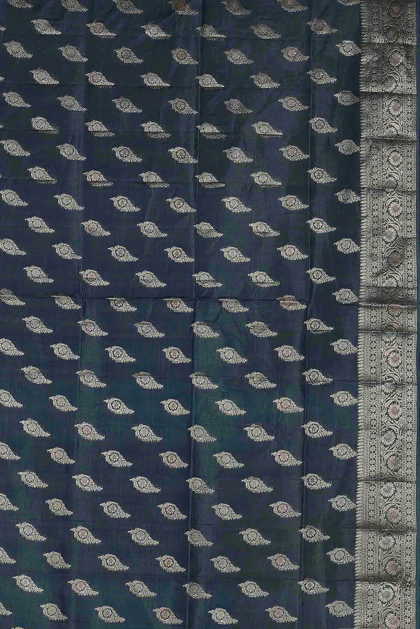 Blue Banarasi Raw Silk Saree