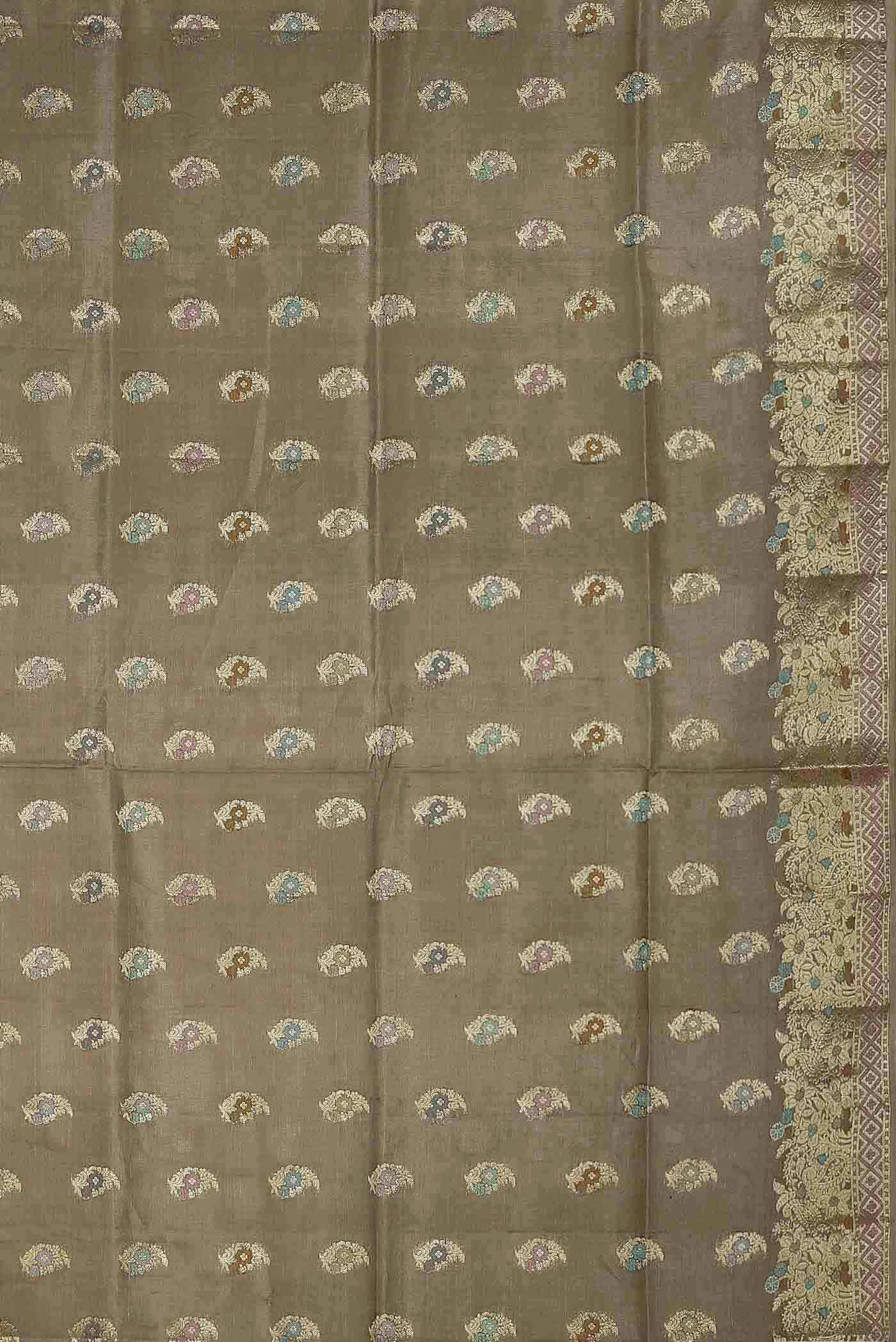 Grey Banarasi Raw Silk Saree