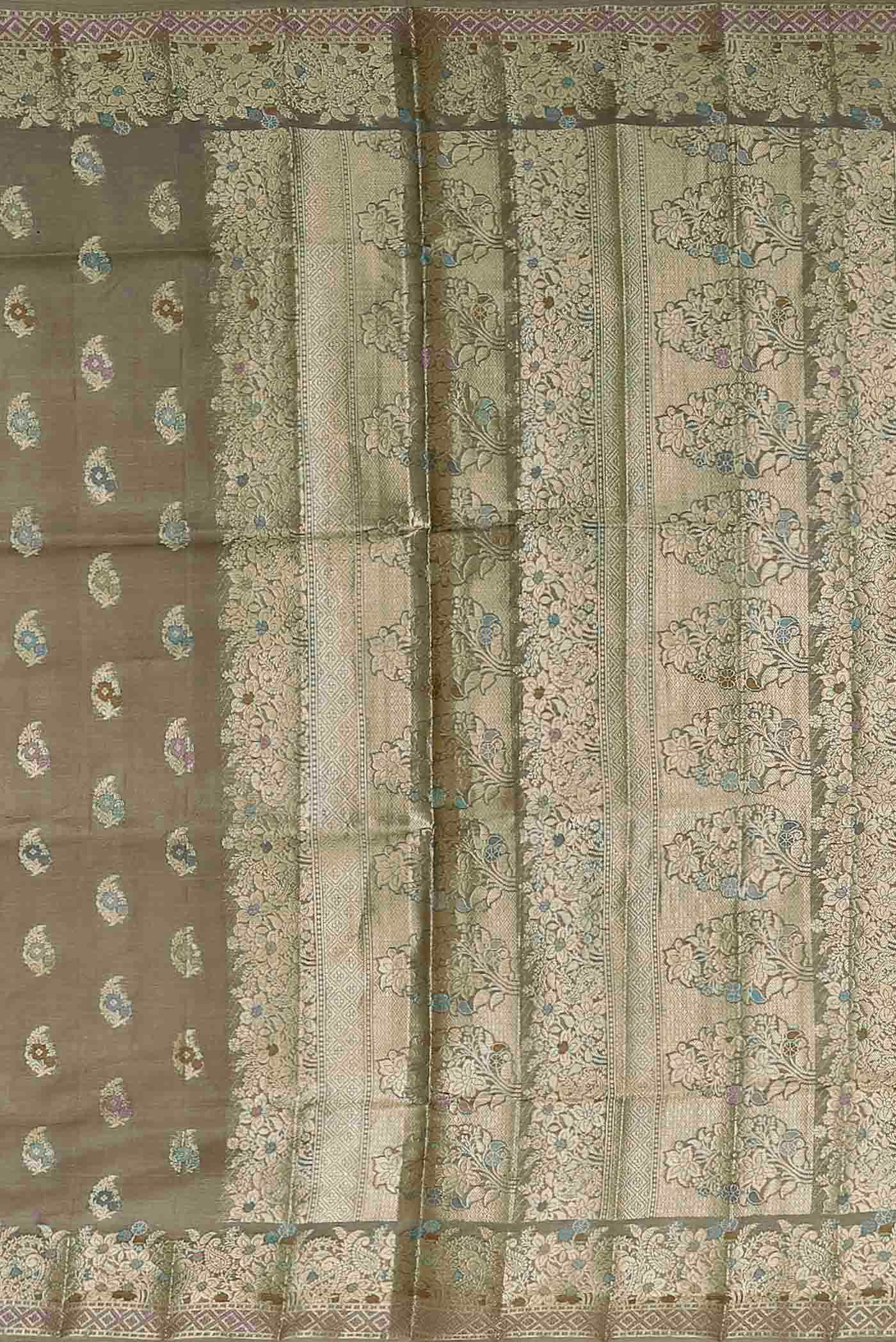 Grey Banarasi Raw Silk Saree