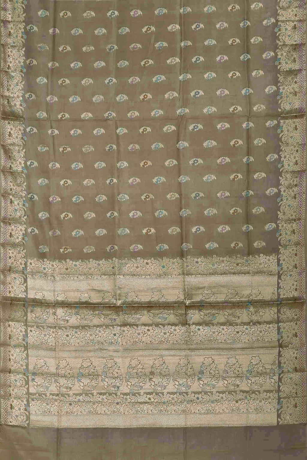Grey Banarasi Raw Silk Saree