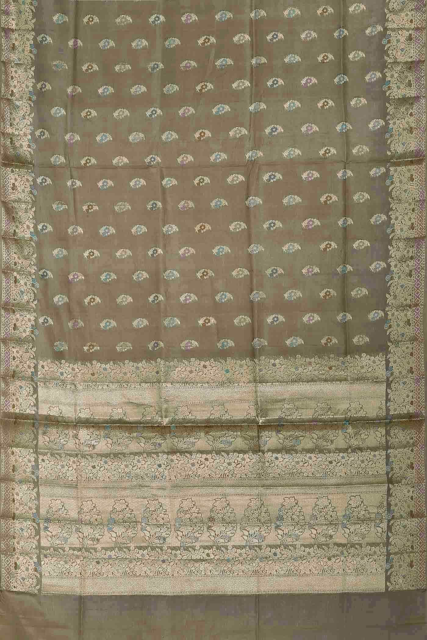 Grey Banarasi Raw Silk Saree