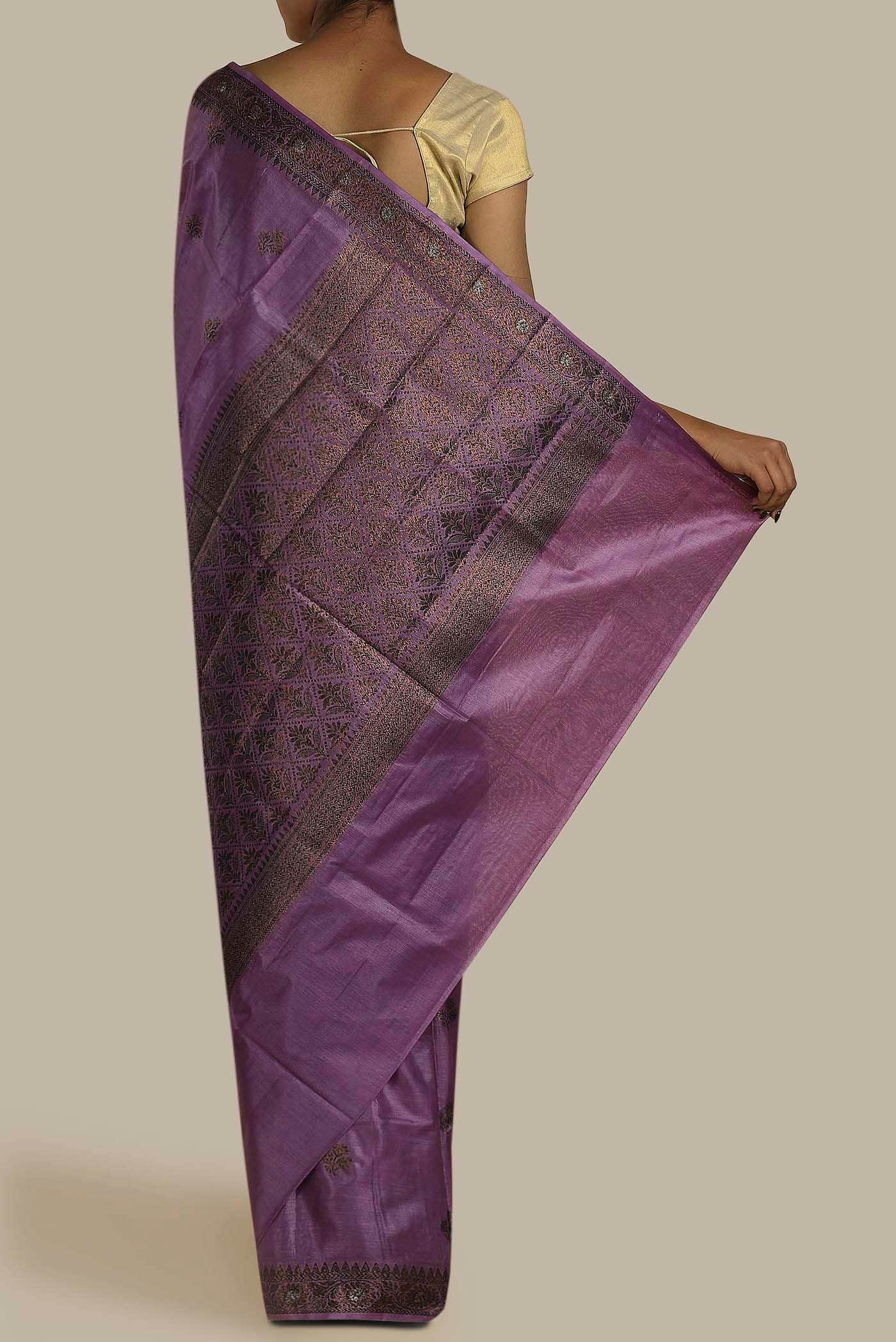 Grey Banarasi Raw Silk Saree