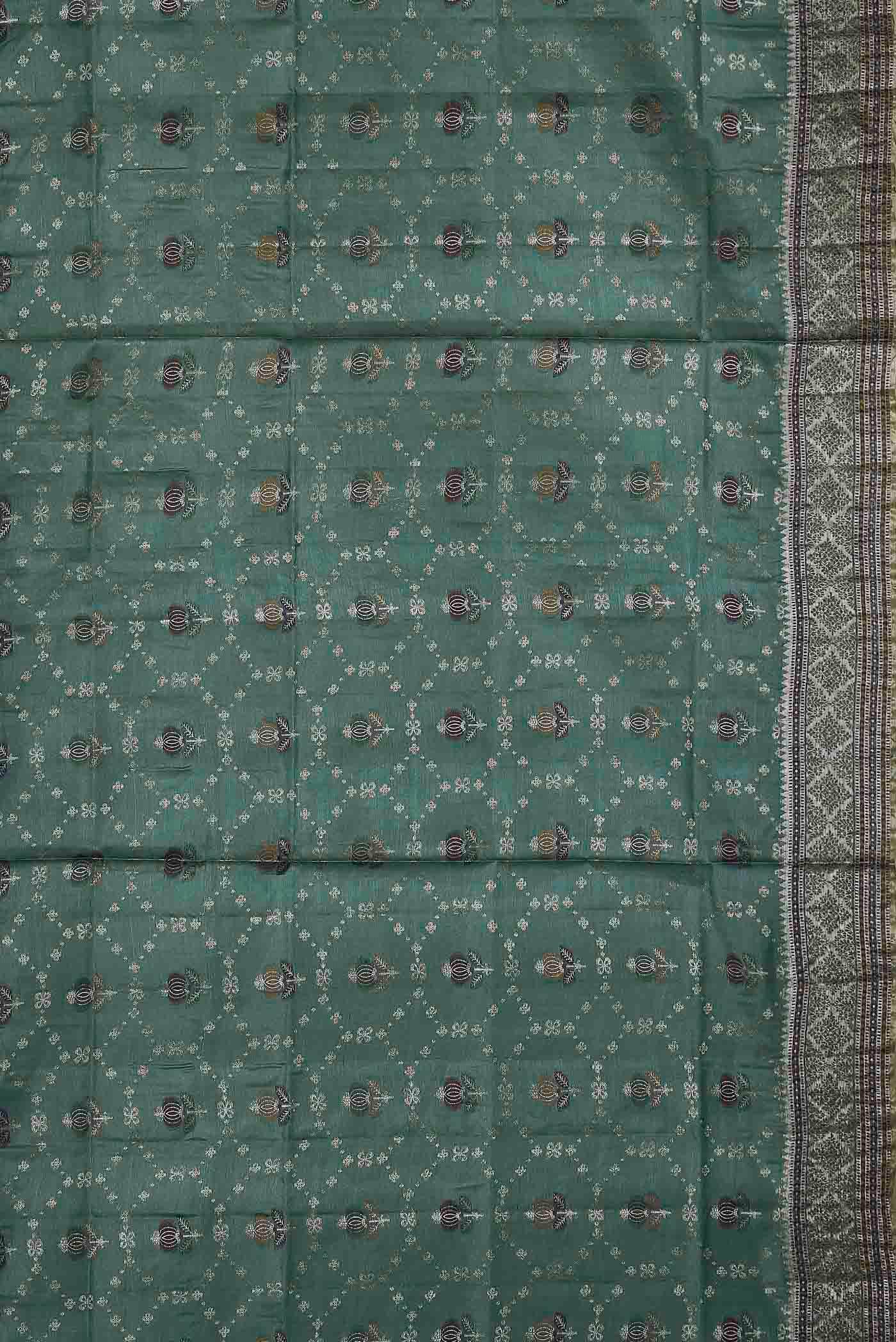 Green Banarasi Raw Silk Saree
