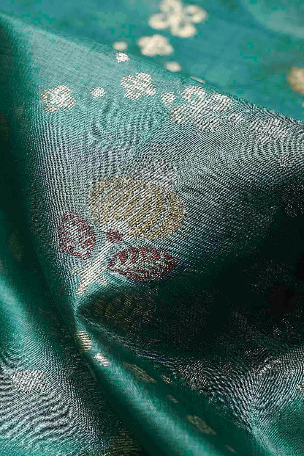 Green Banarasi Raw Silk Saree