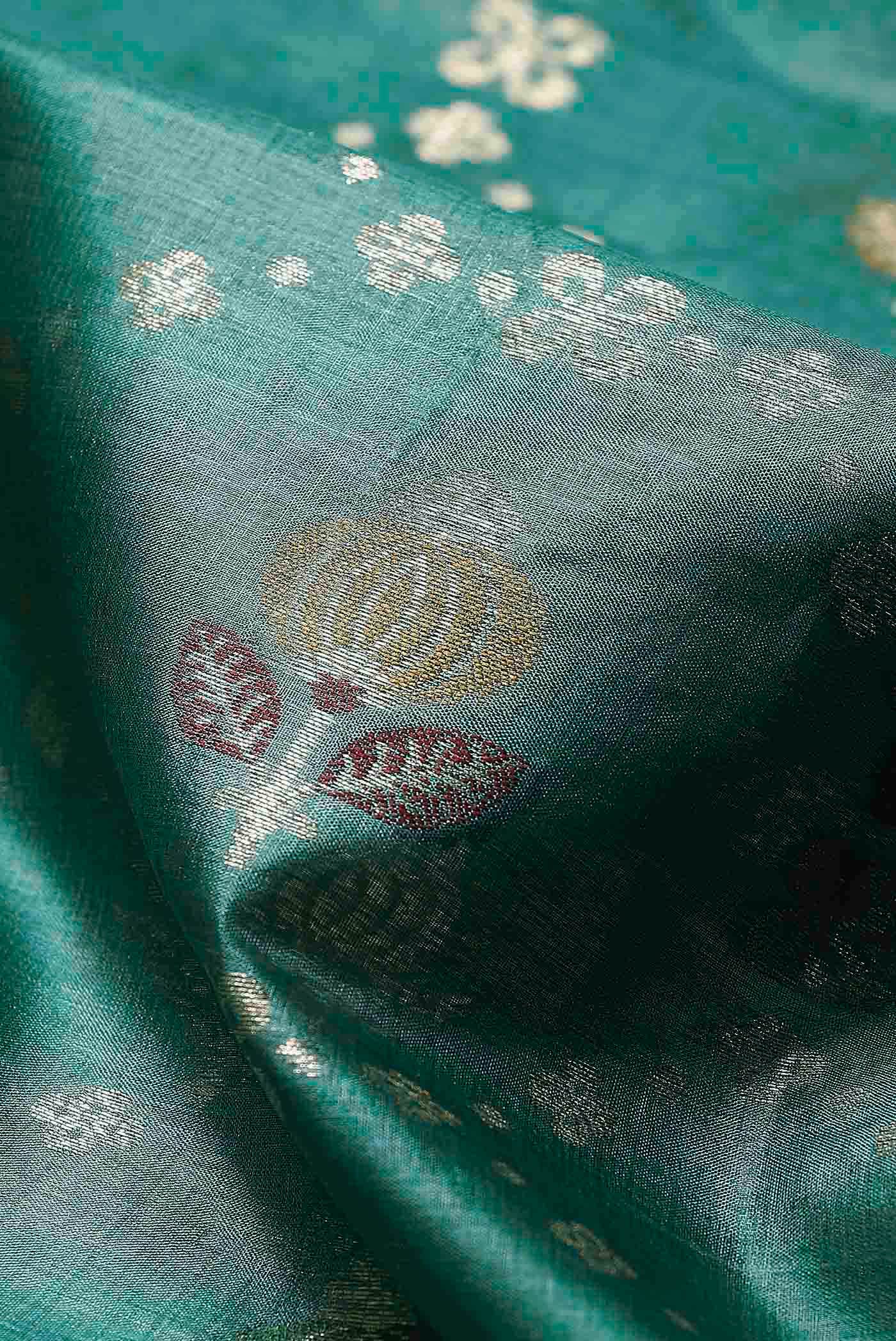 Green Banarasi Raw Silk Saree