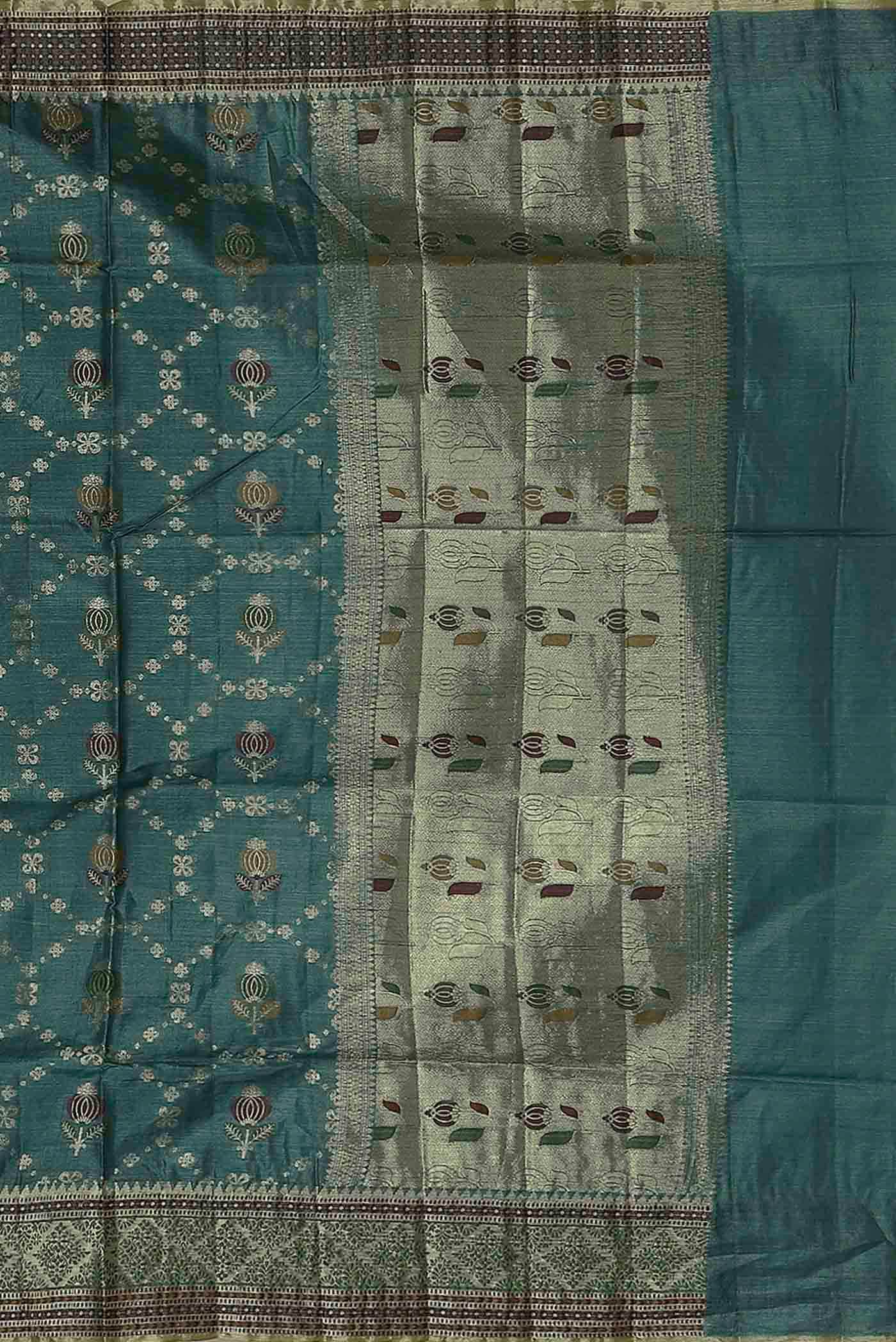 Green Banarasi Raw Silk Saree