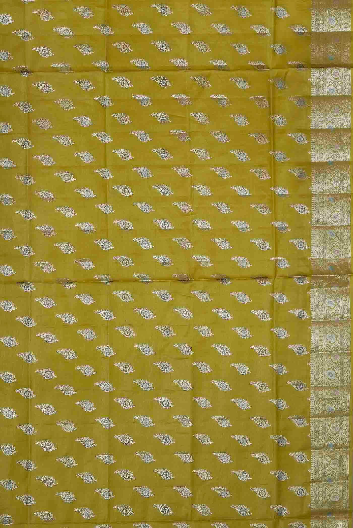 Yellow Banarasi Raw Silk Saree
