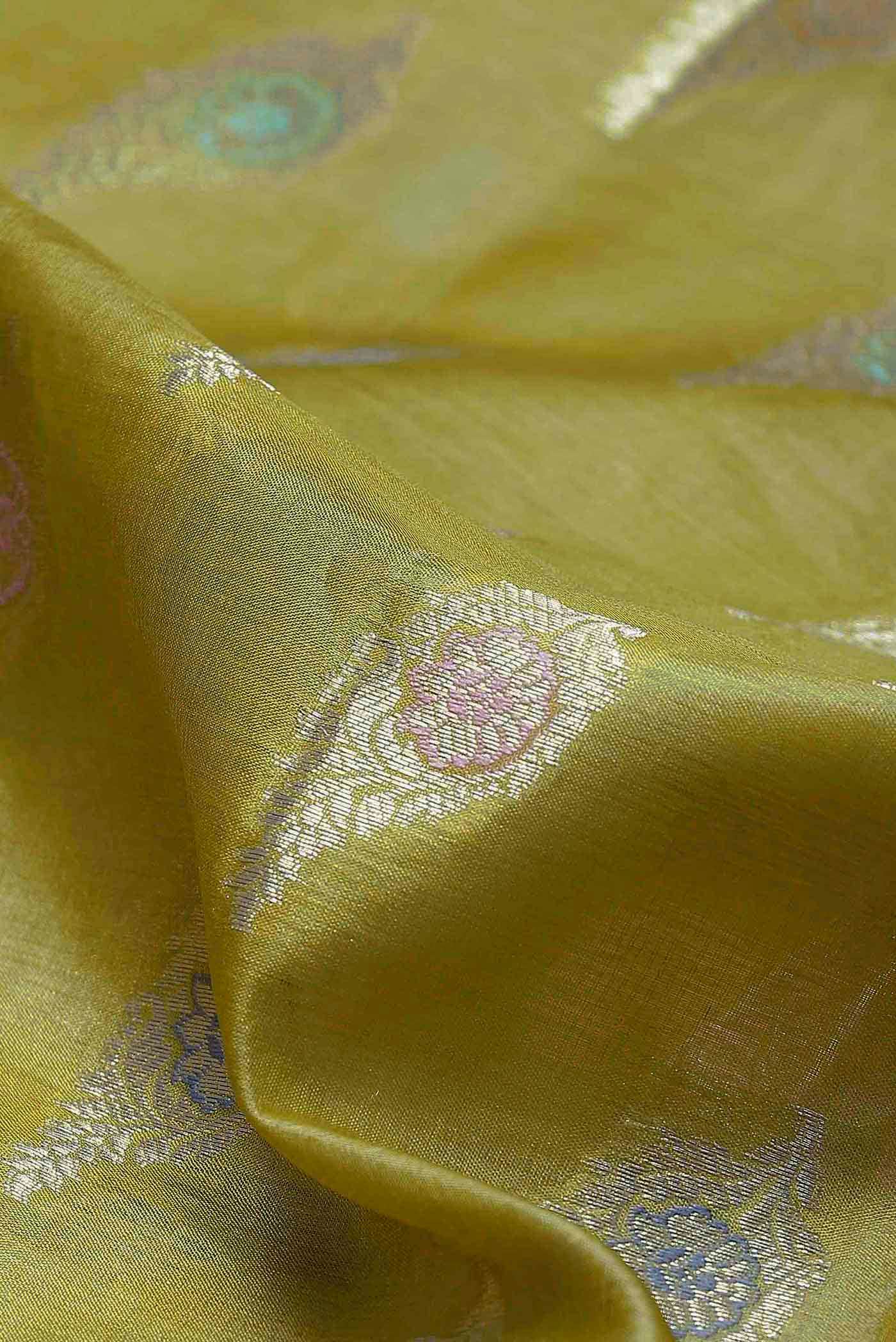 Yellow Banarasi Raw Silk Saree