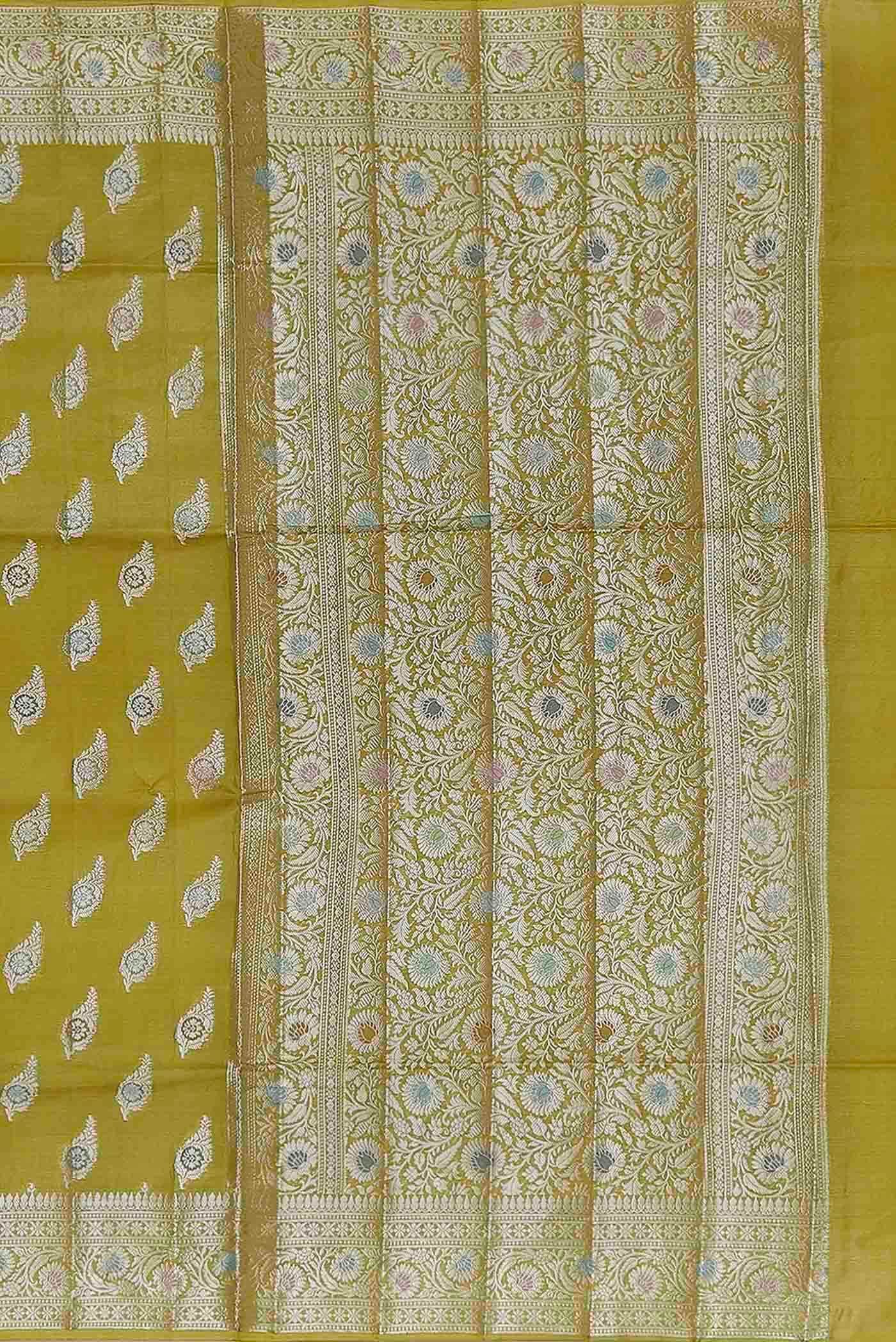 Yellow Banarasi Raw Silk Saree