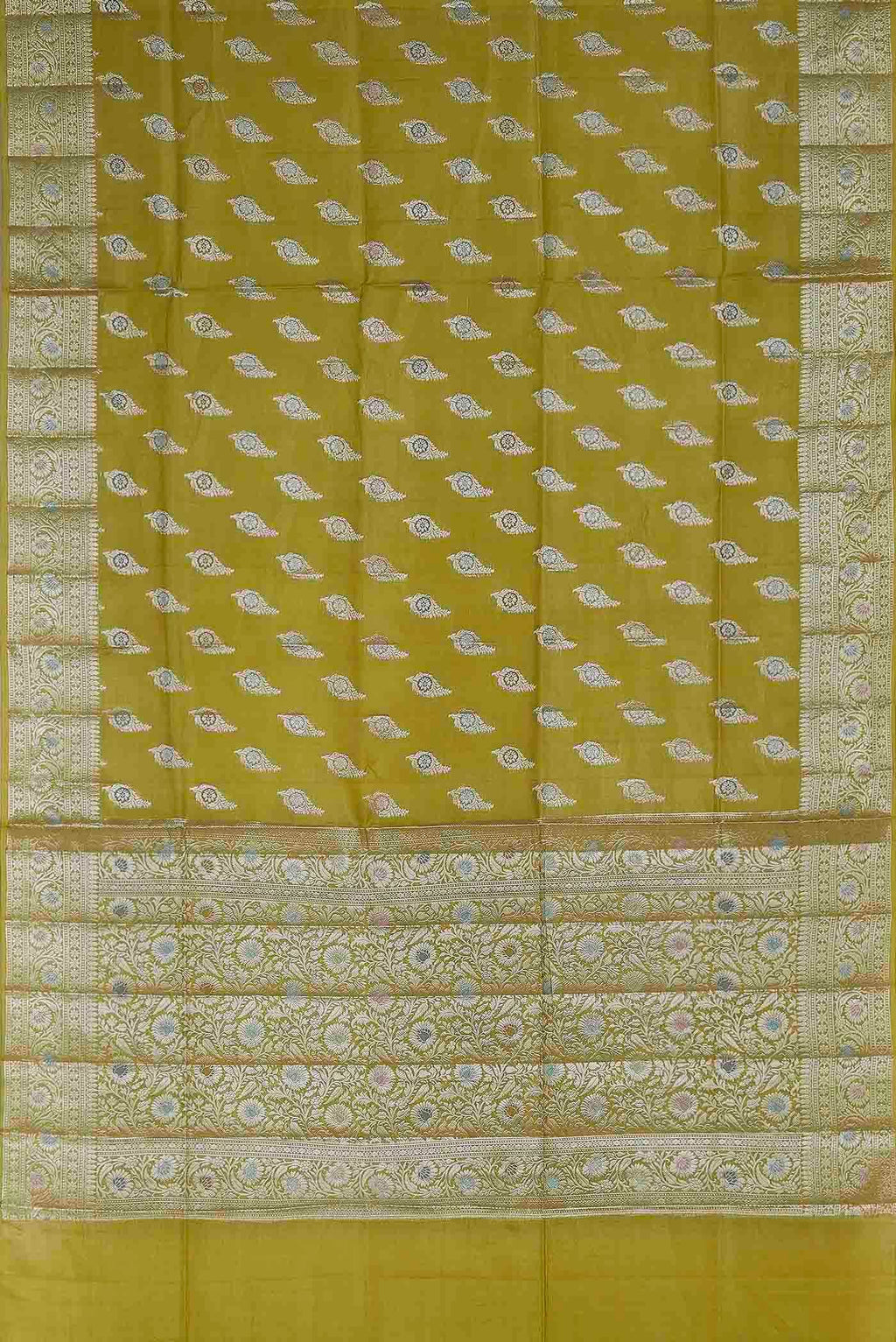 Yellow Banarasi Raw Silk Saree