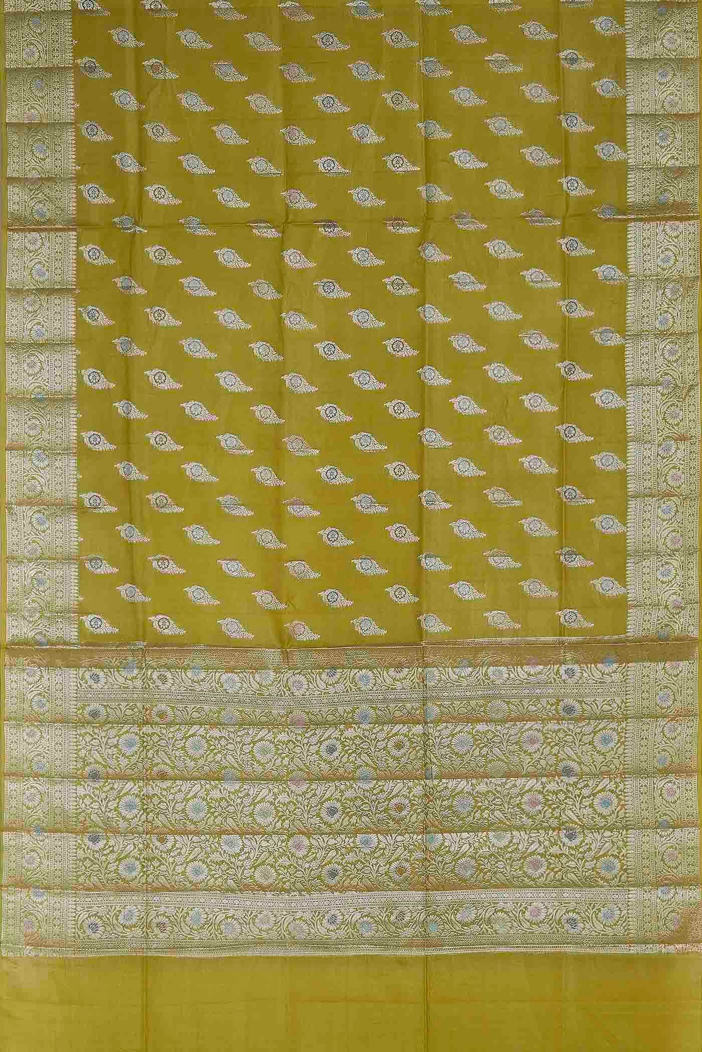 Yellow Banarasi Raw Silk Saree