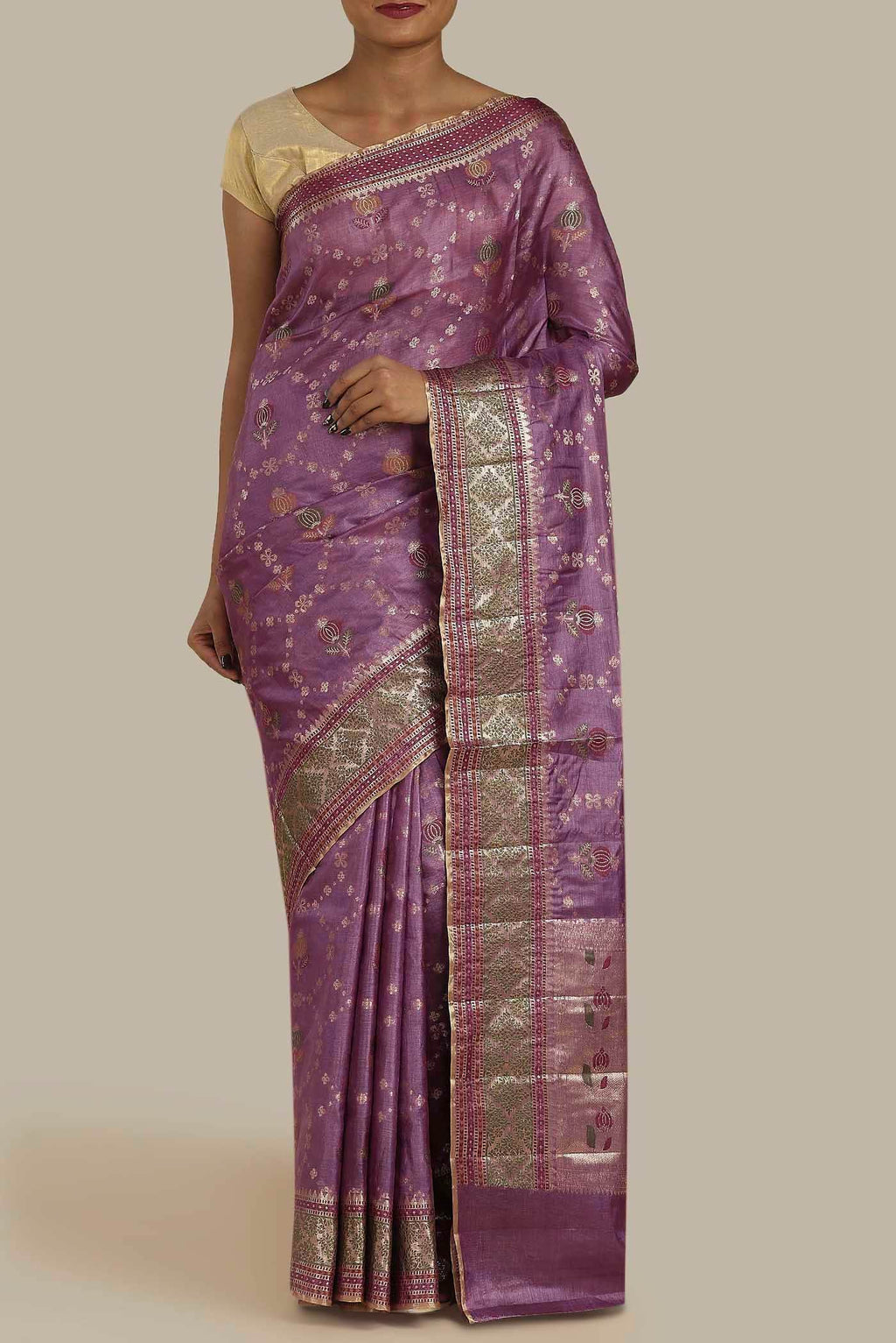 Purple Banarasi Raw Silk Saree