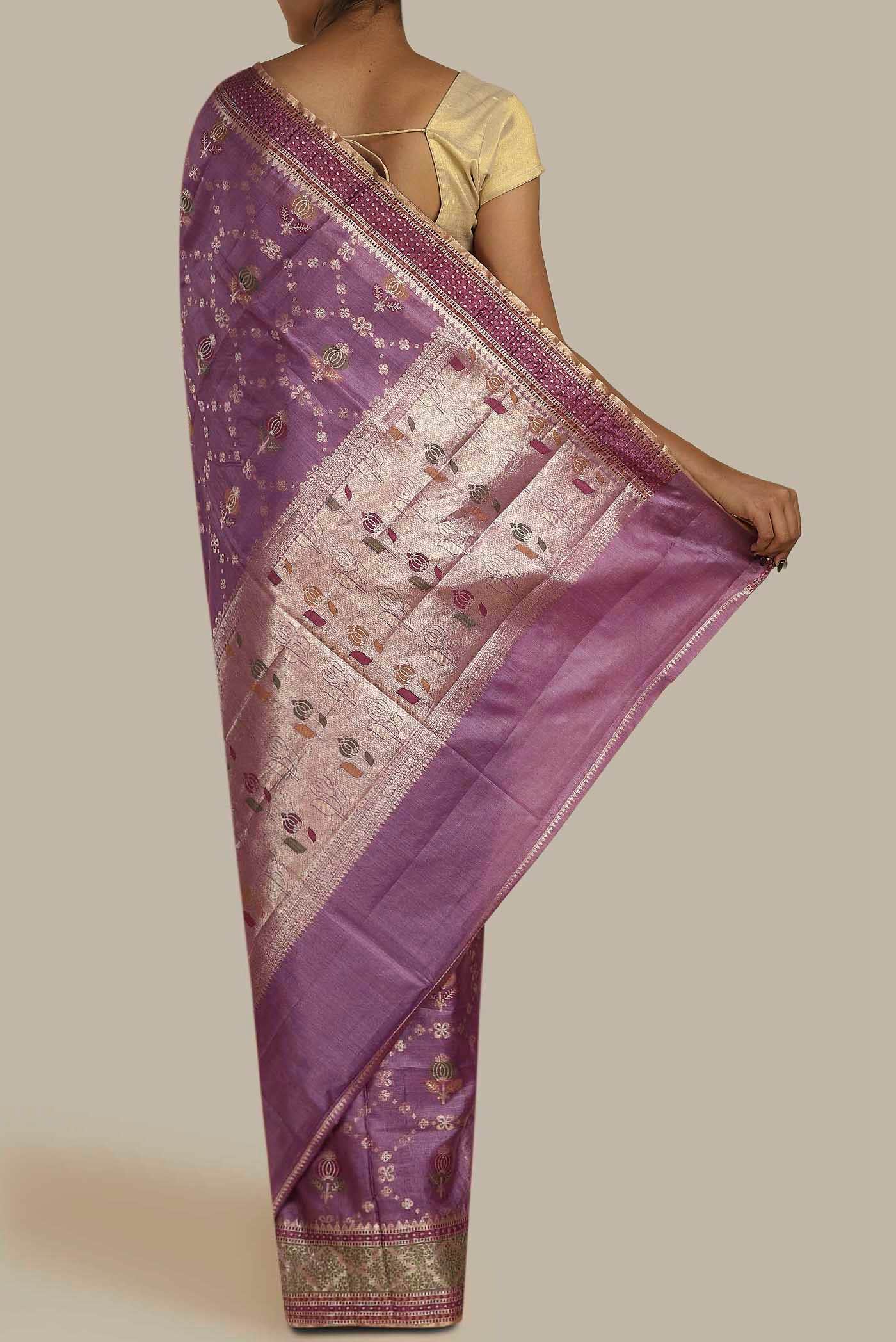 Purple Banarasi Raw Silk Saree