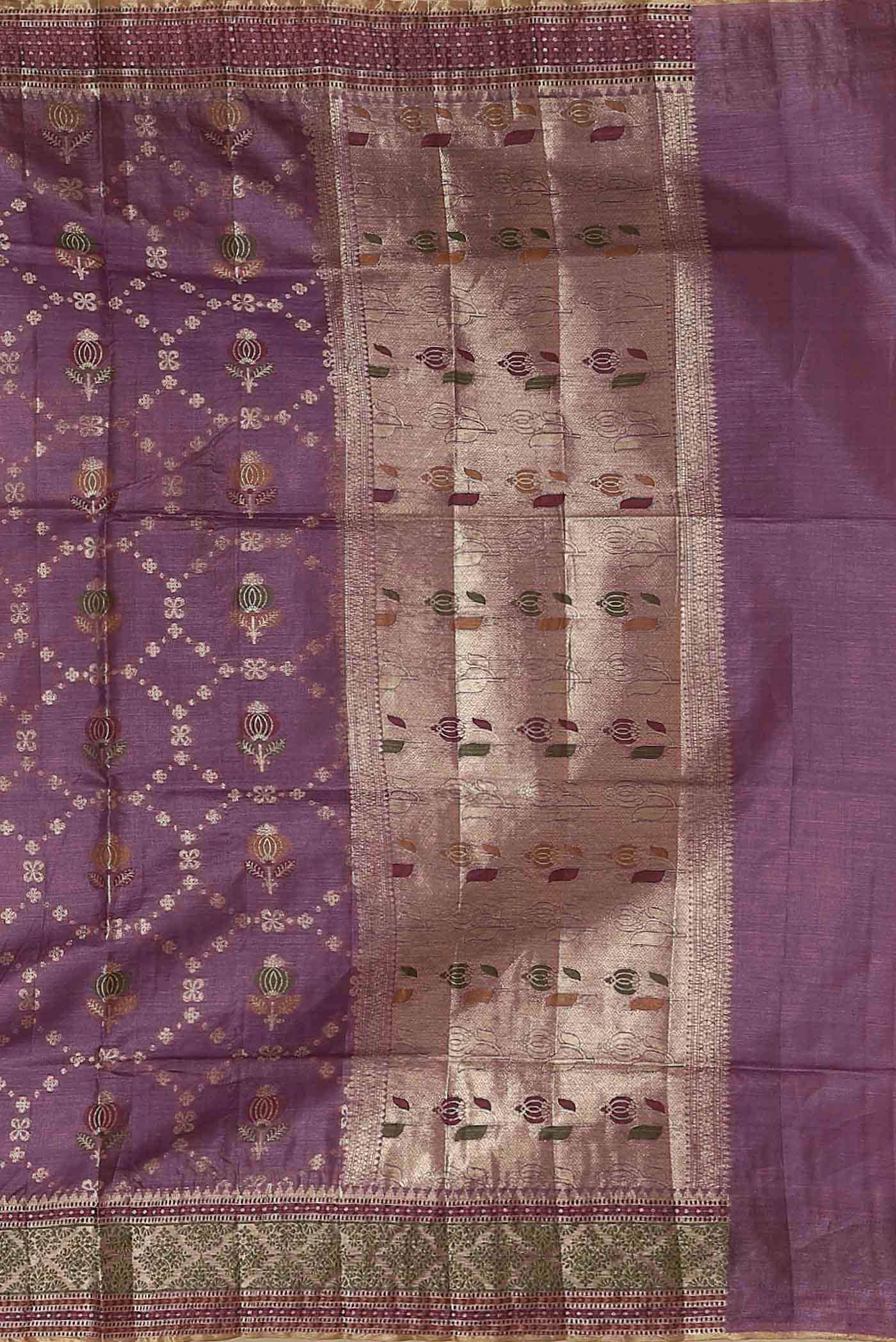 Purple Banarasi Raw Silk Saree